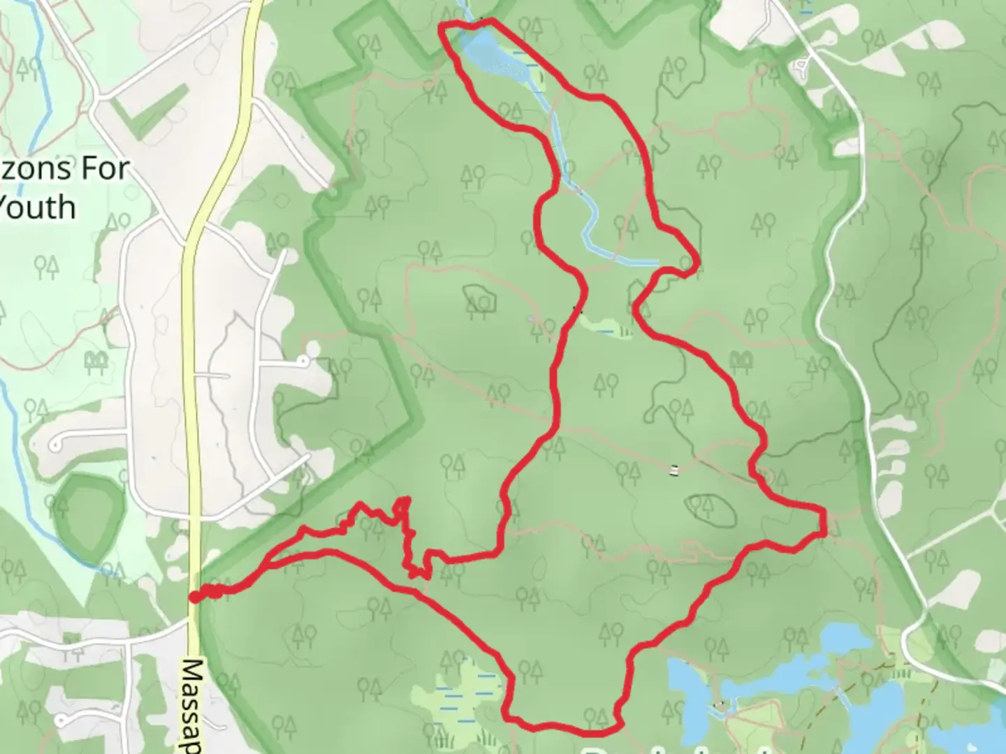 An image depicting the trail Borderland State Park North Loop and its surrounding area.