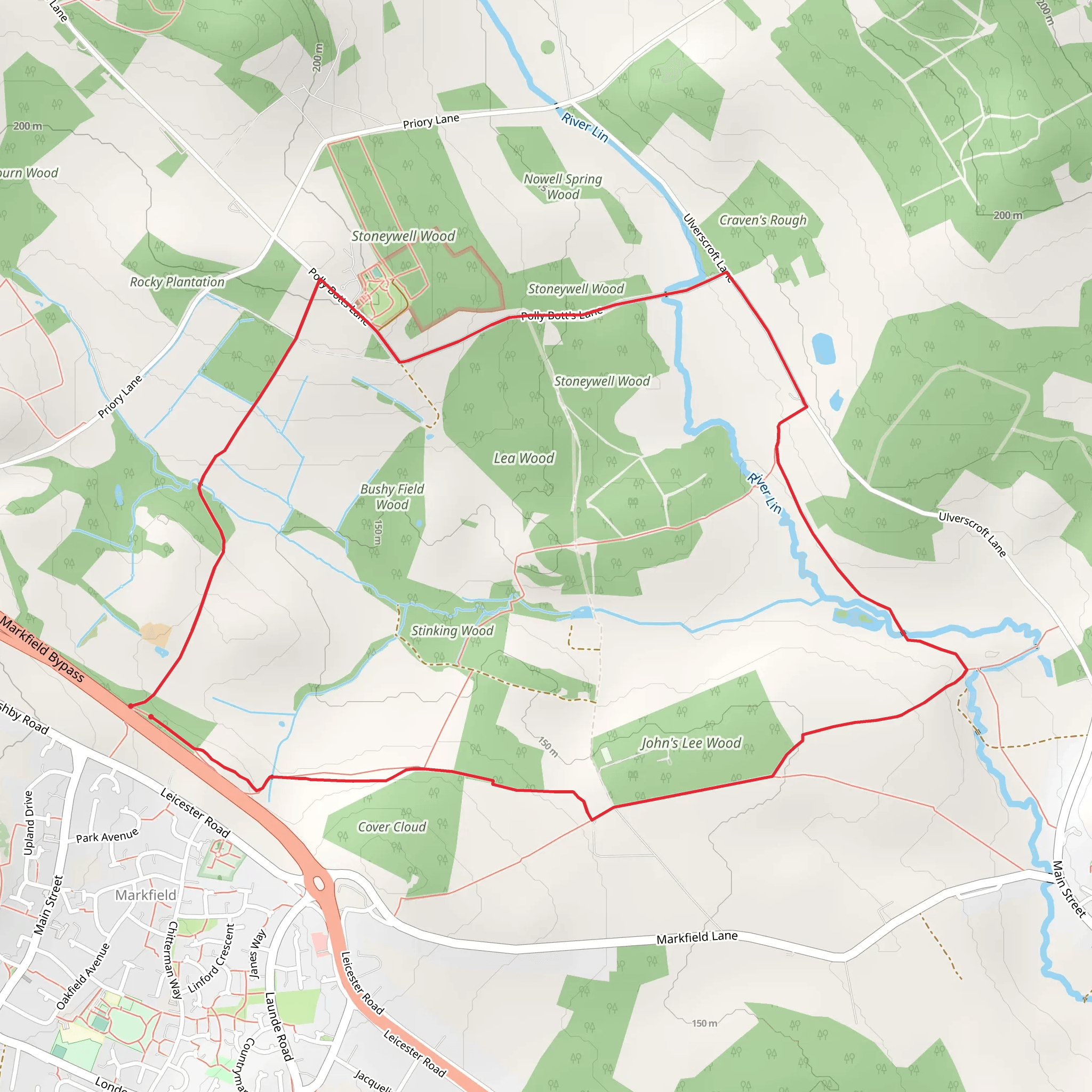 Stoneywell Wood National Trust Loop mobile static map