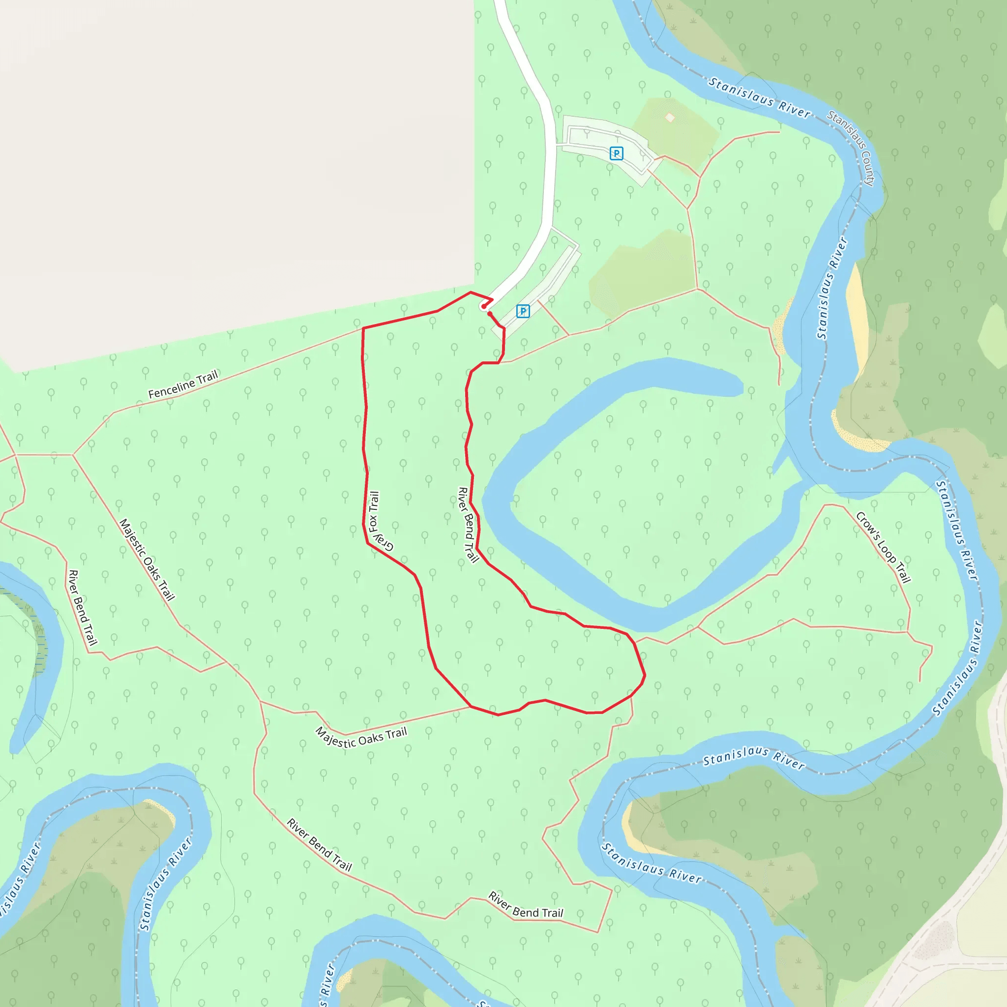 River Bend and Gray Fox Loop Trail mobile static map