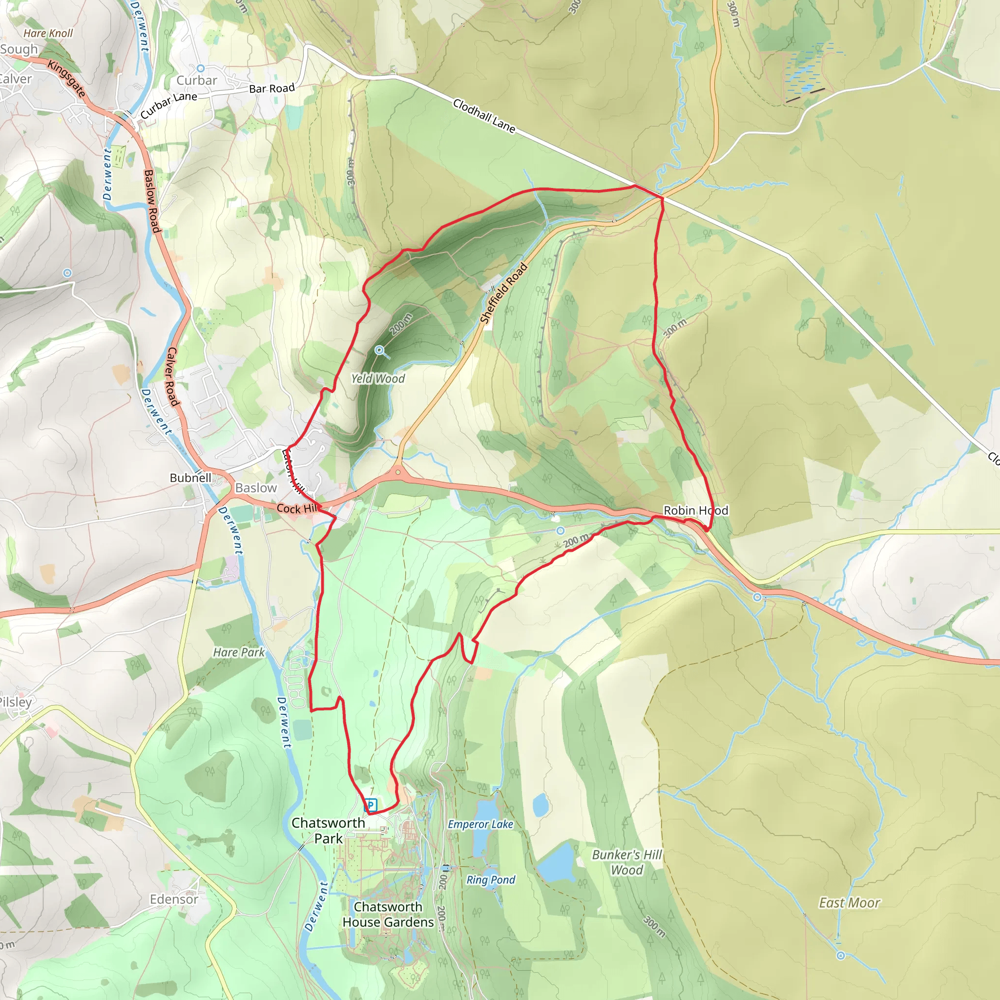 Birchen Edge - Chatsworth Walking Route mobile static map