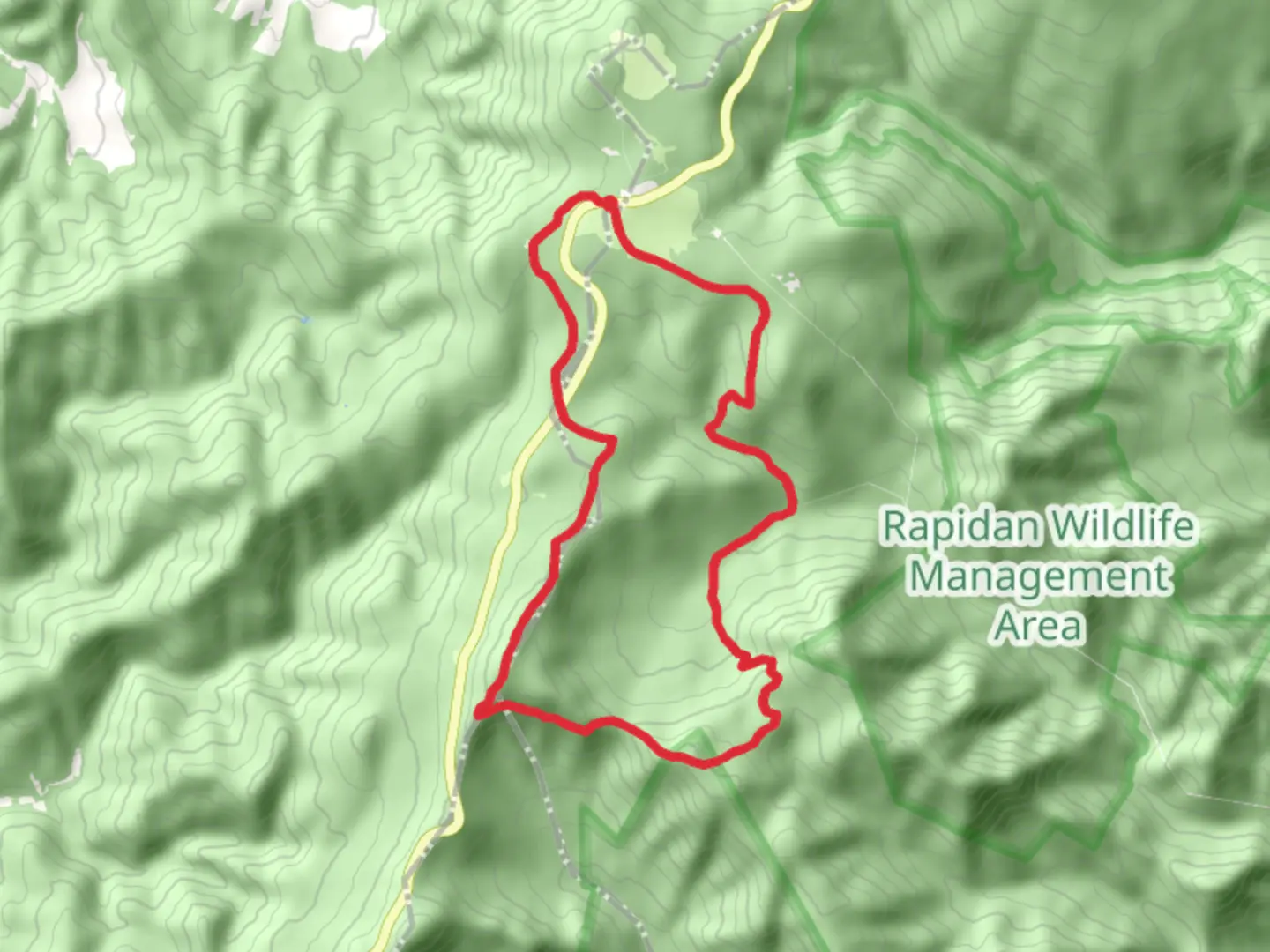 An image depicting the trail Hazeltop and Cat Knob Loop and its surrounding area.