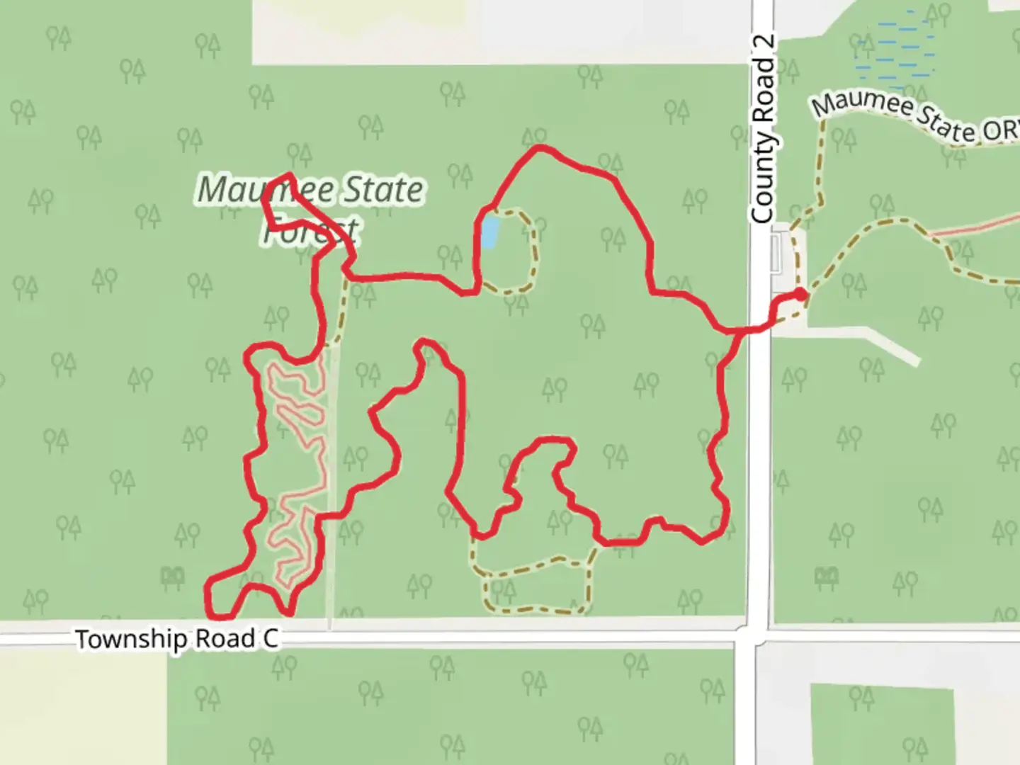 An image depicting the trail Maumee State Loop and its surrounding area.