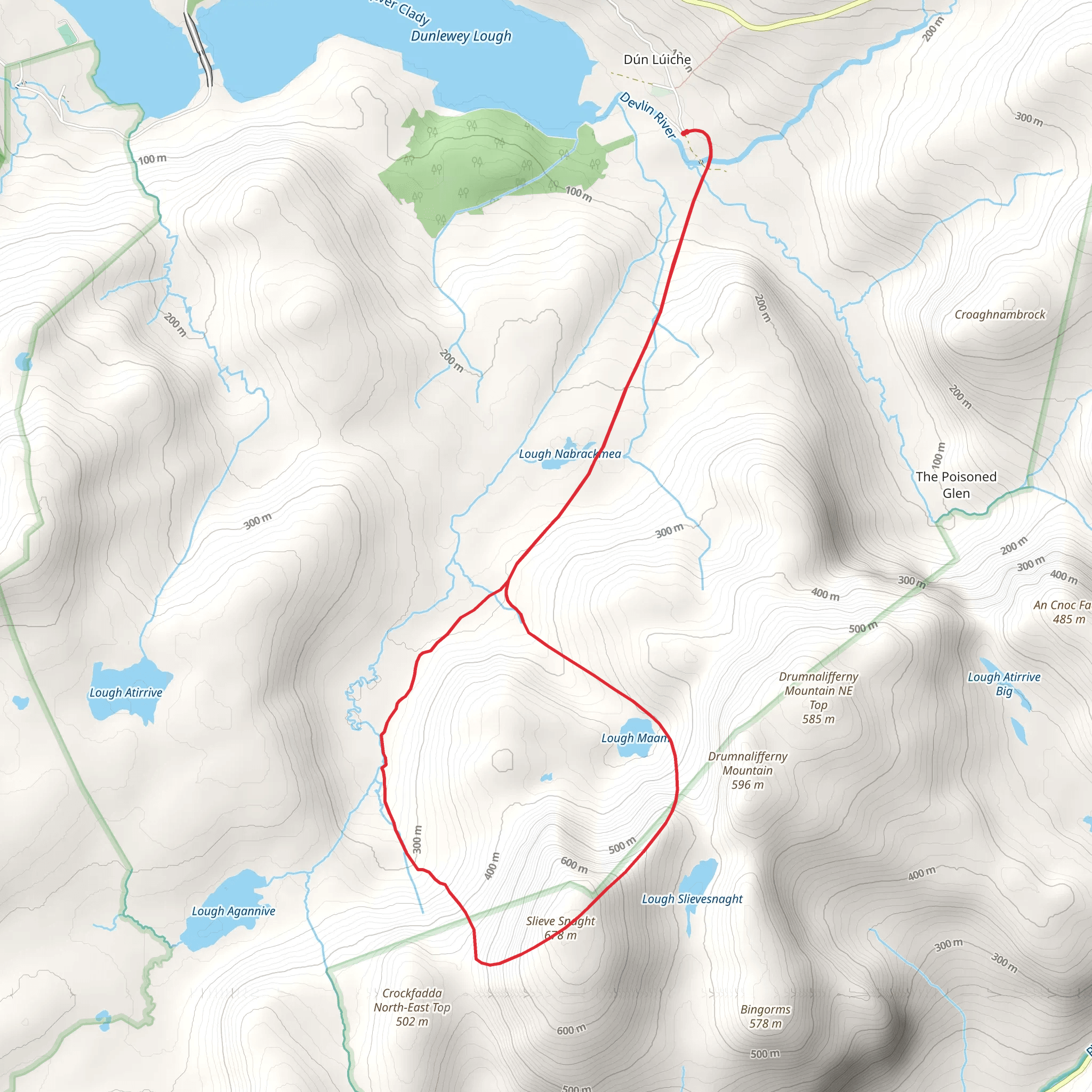 Slieve Snaght Loop mobile static map