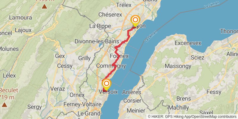 Camino Lucerne-Geneva stage 14 Map