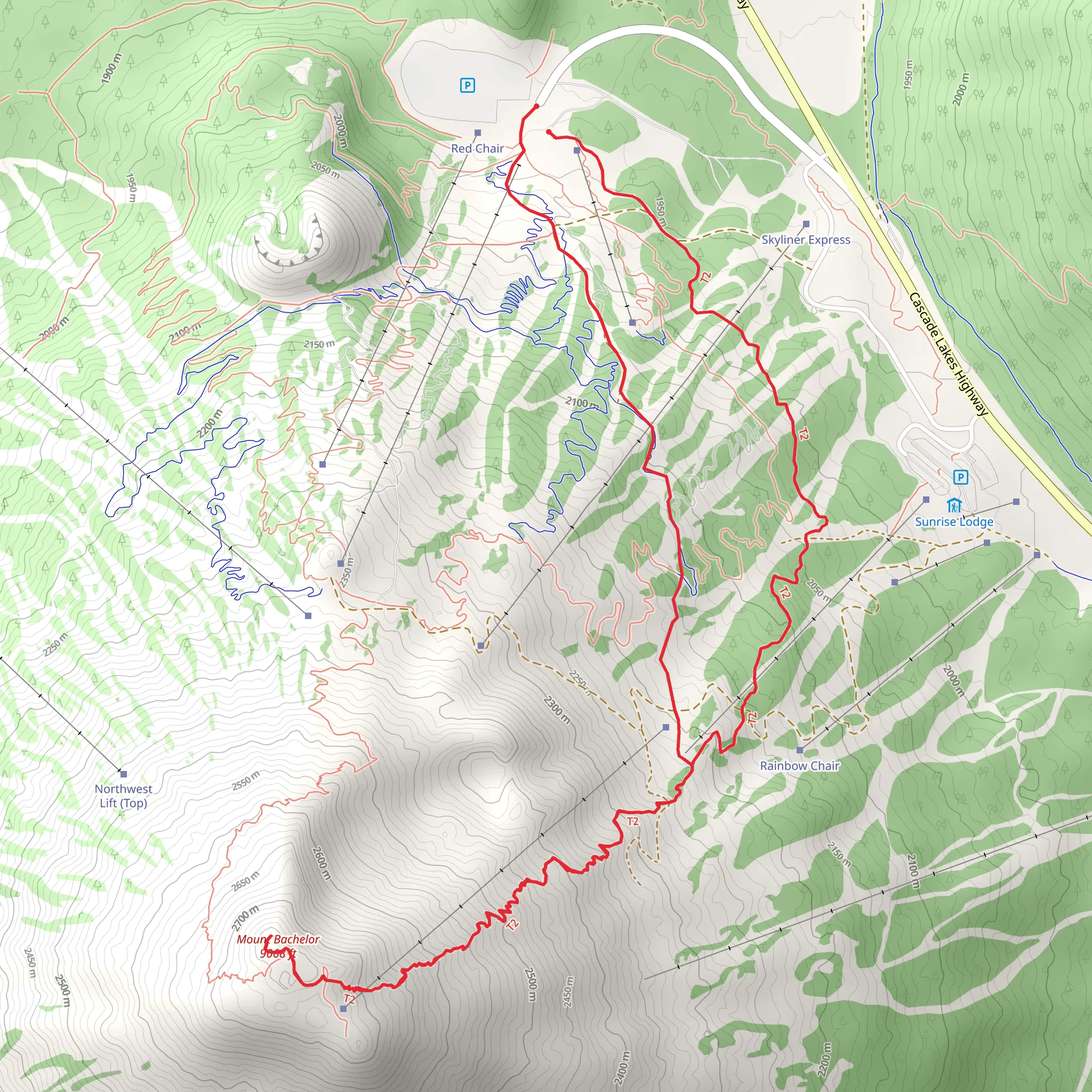 Mount Bachelor Trail mobile static map