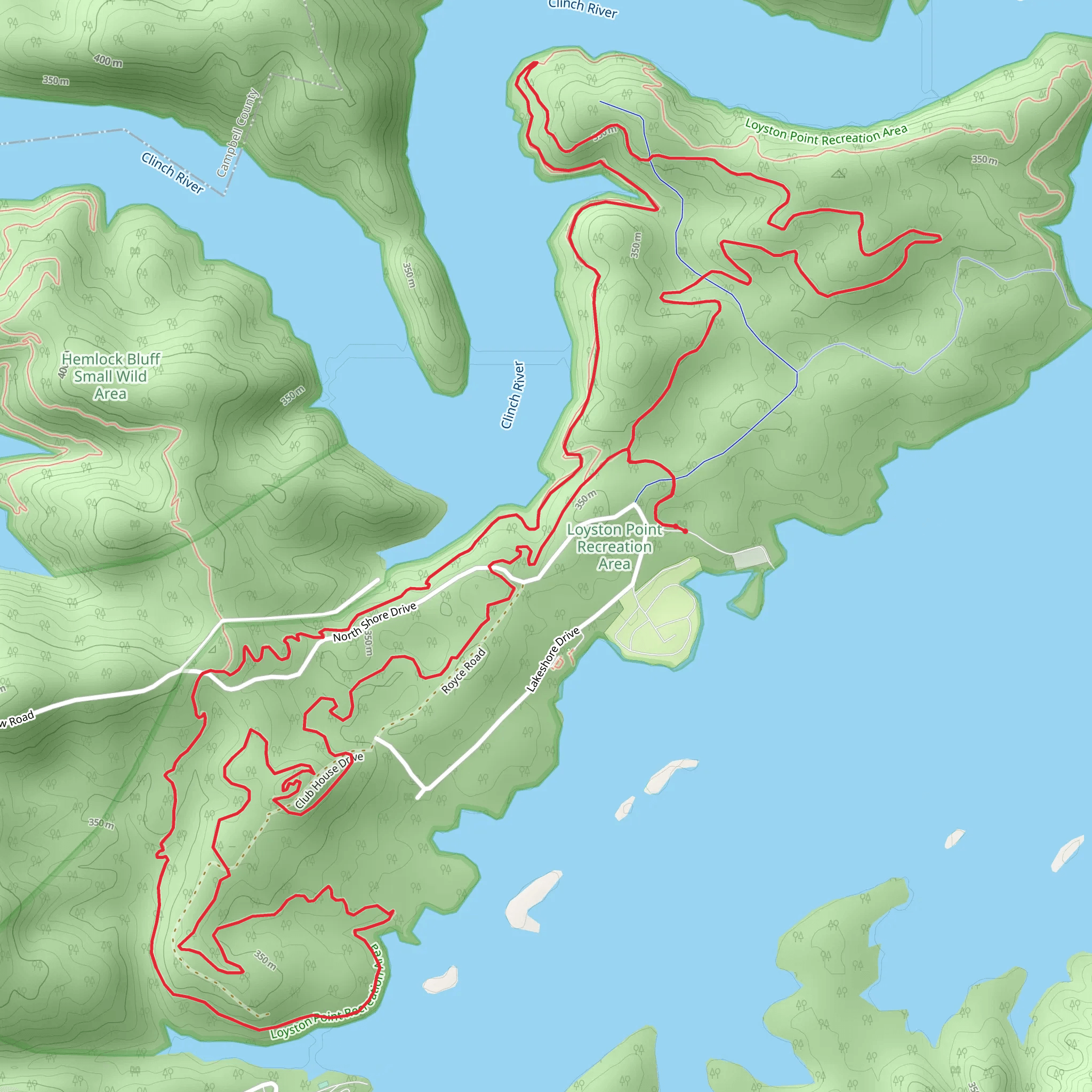 Mill Creek and Loyston Point Loop mobile static map