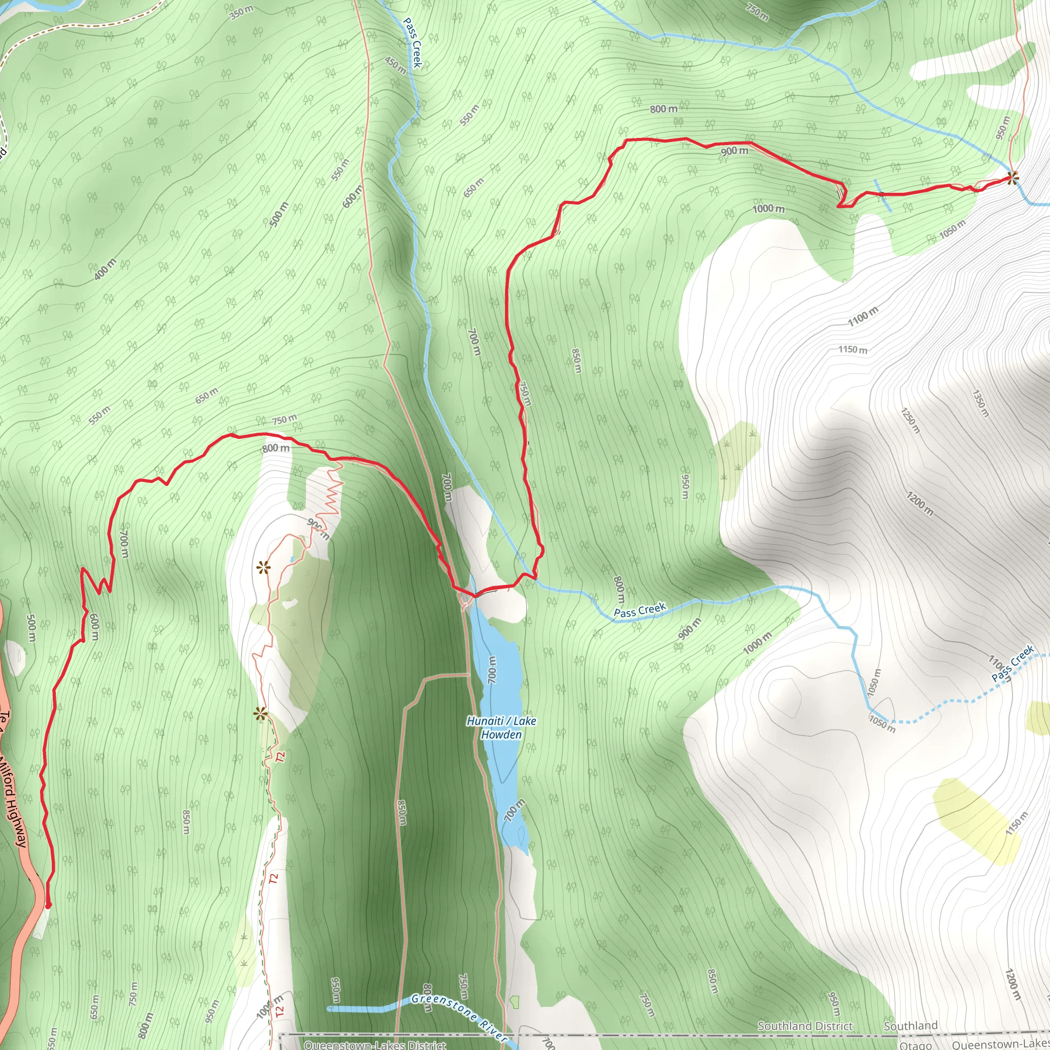 Routeburn Track - Earland Falls Track mobile static map