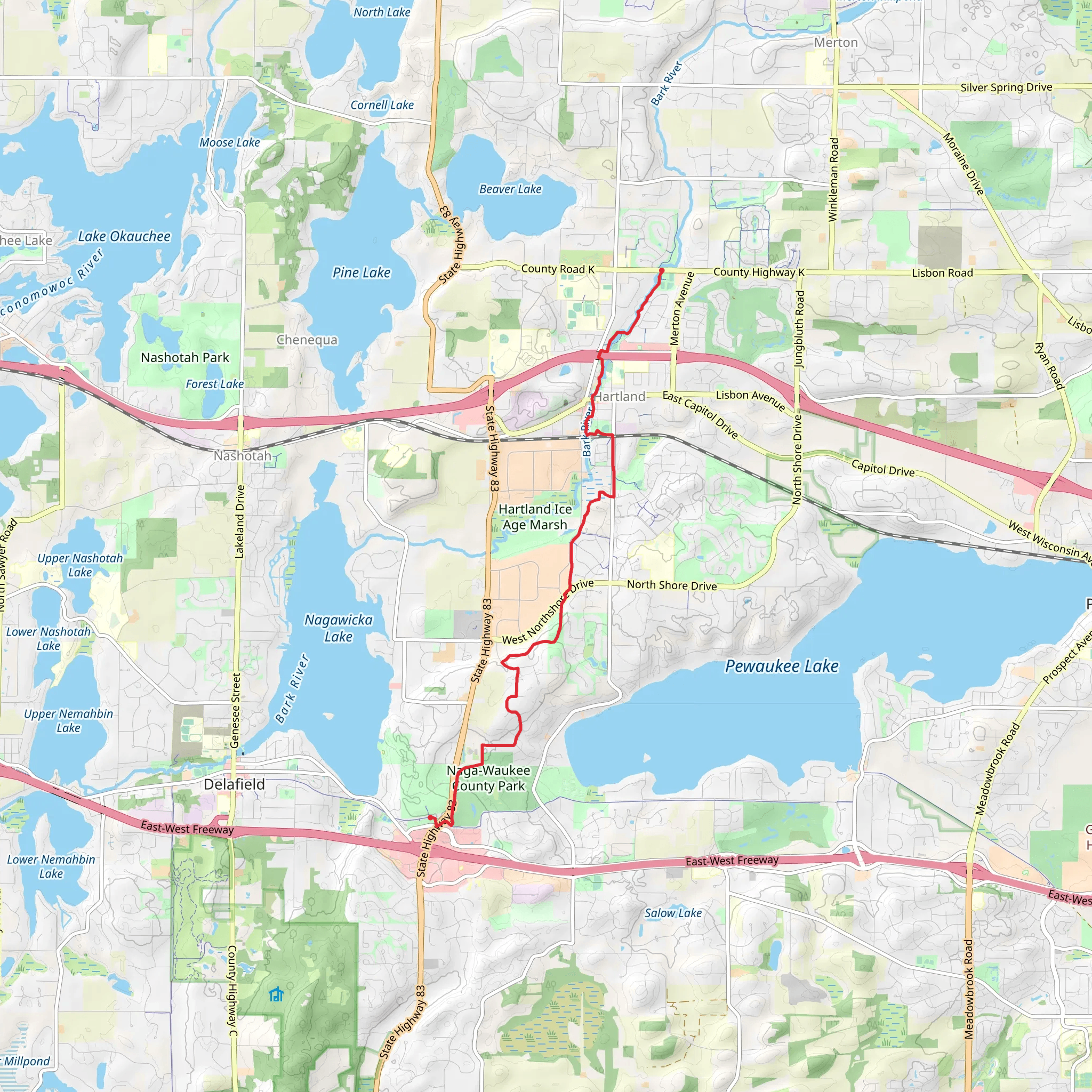 Ice Age Trail - County Highway K mobile static map