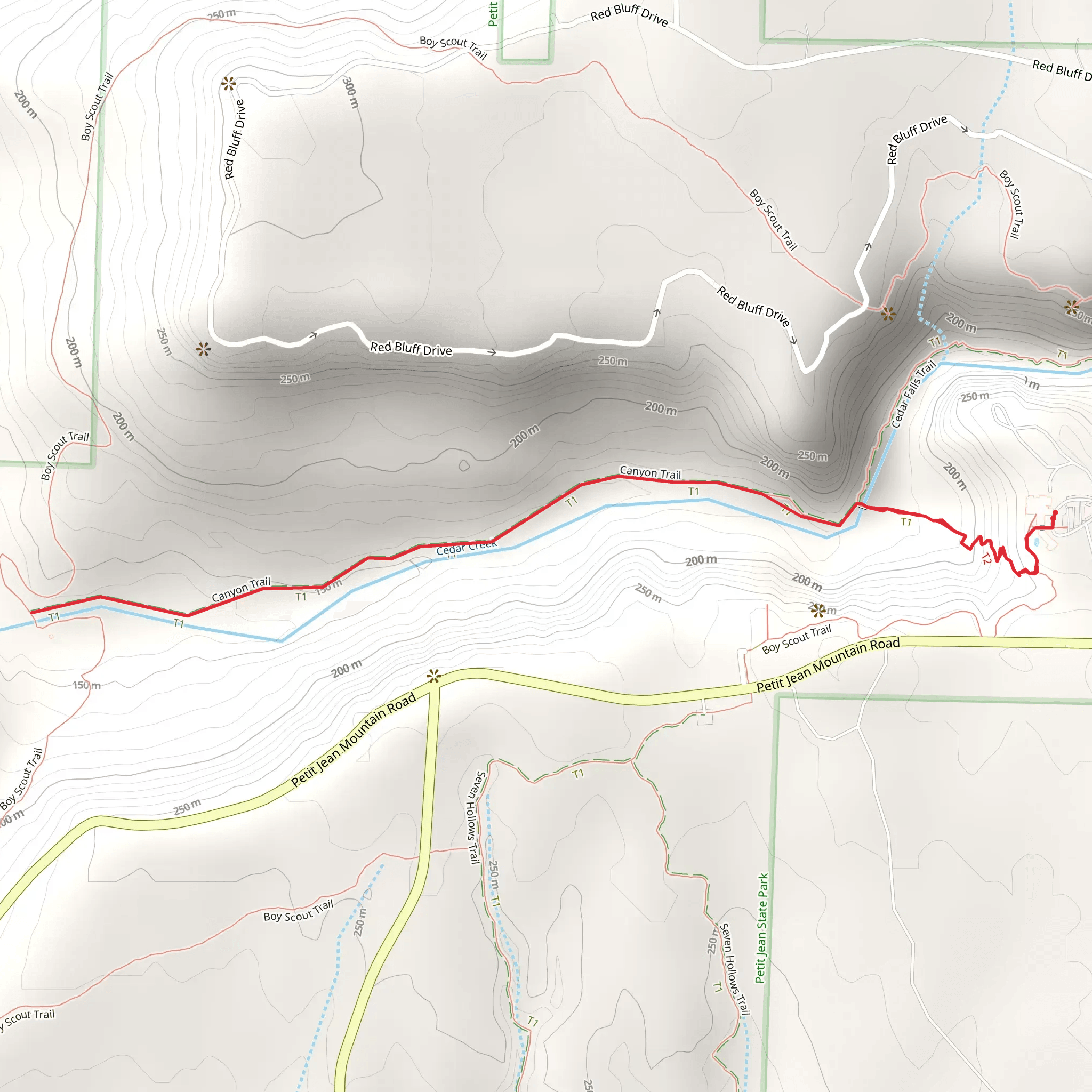 Canyon and Cedar Falls Trail mobile static map