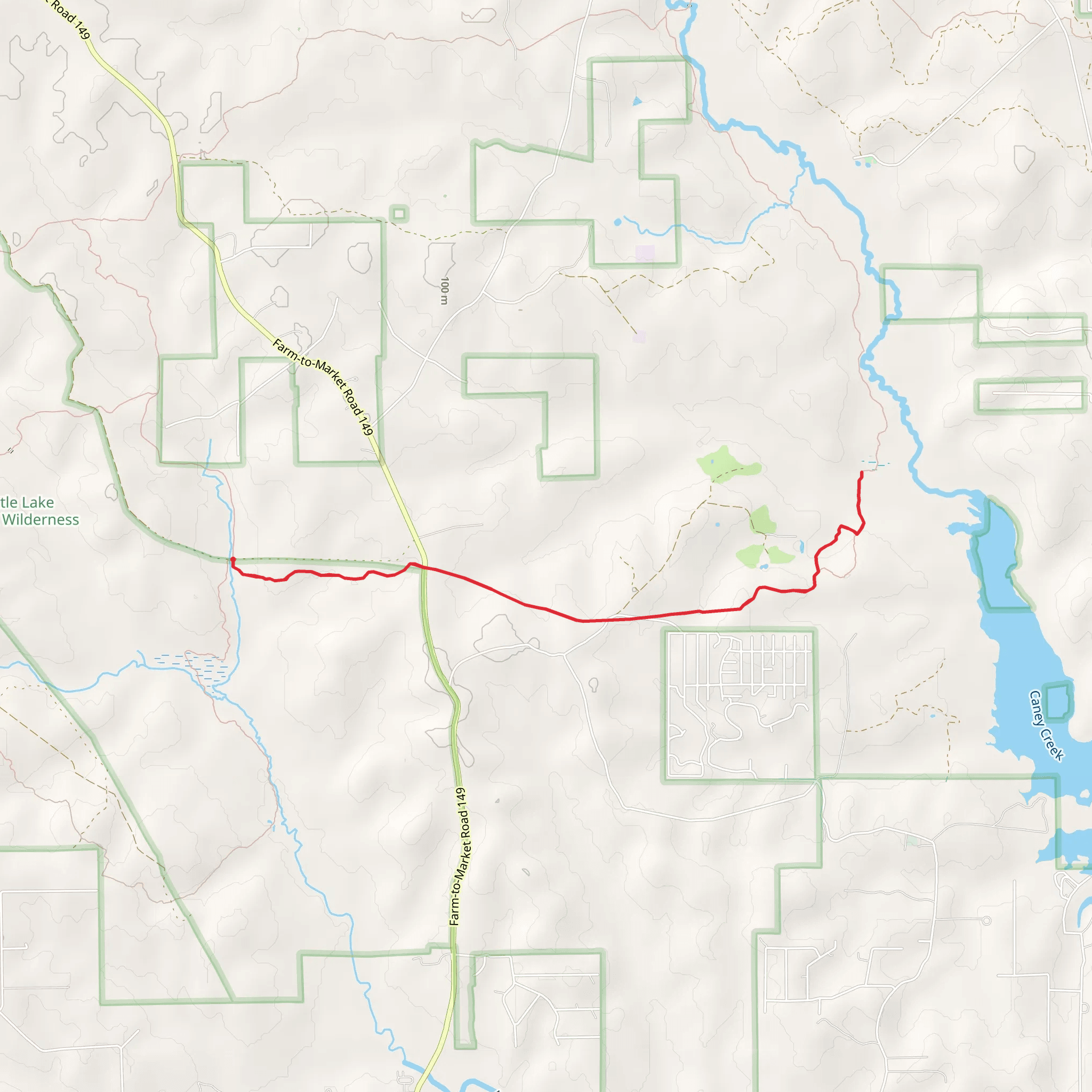 Caney Creek via Little Lake Creek Trail mobile static map