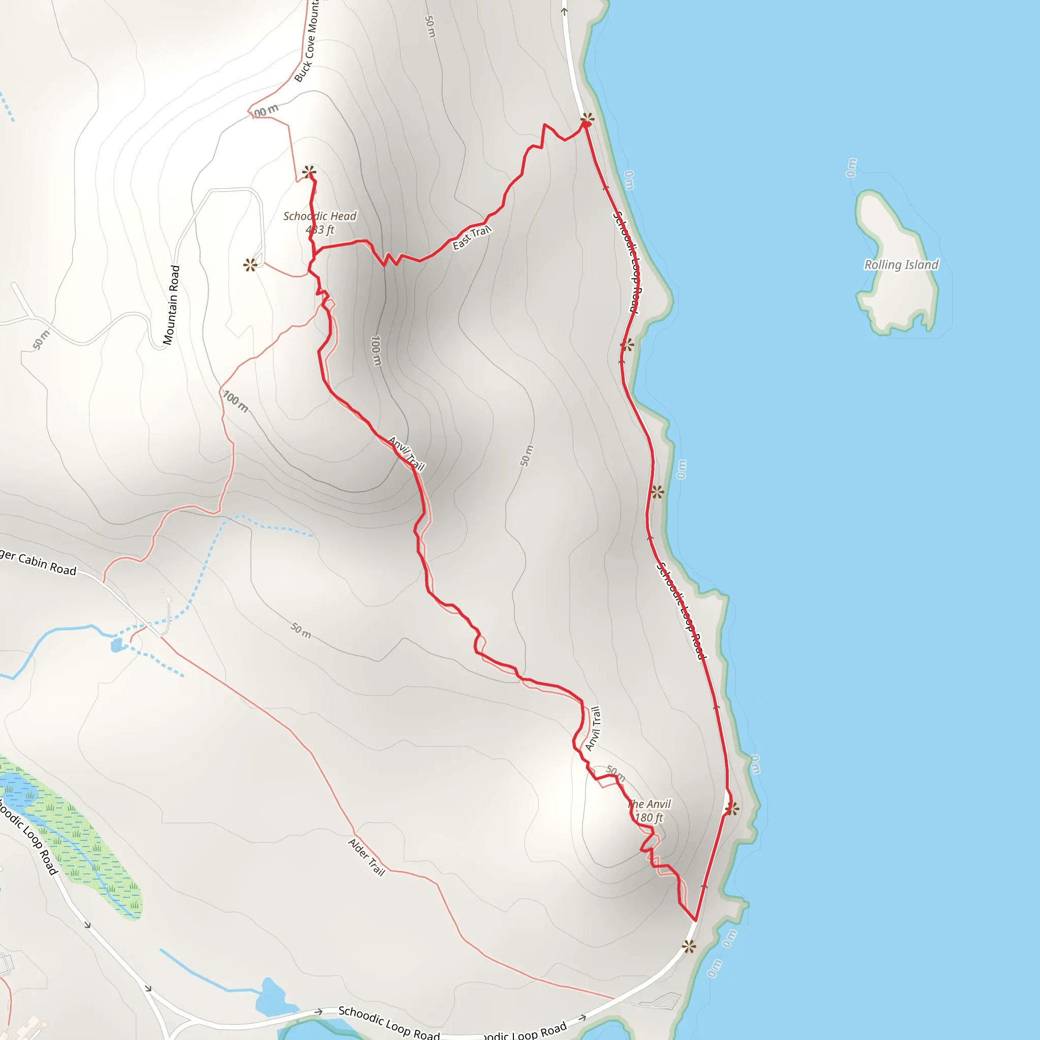 Schoodic Head - Anvil Trail mobile static map