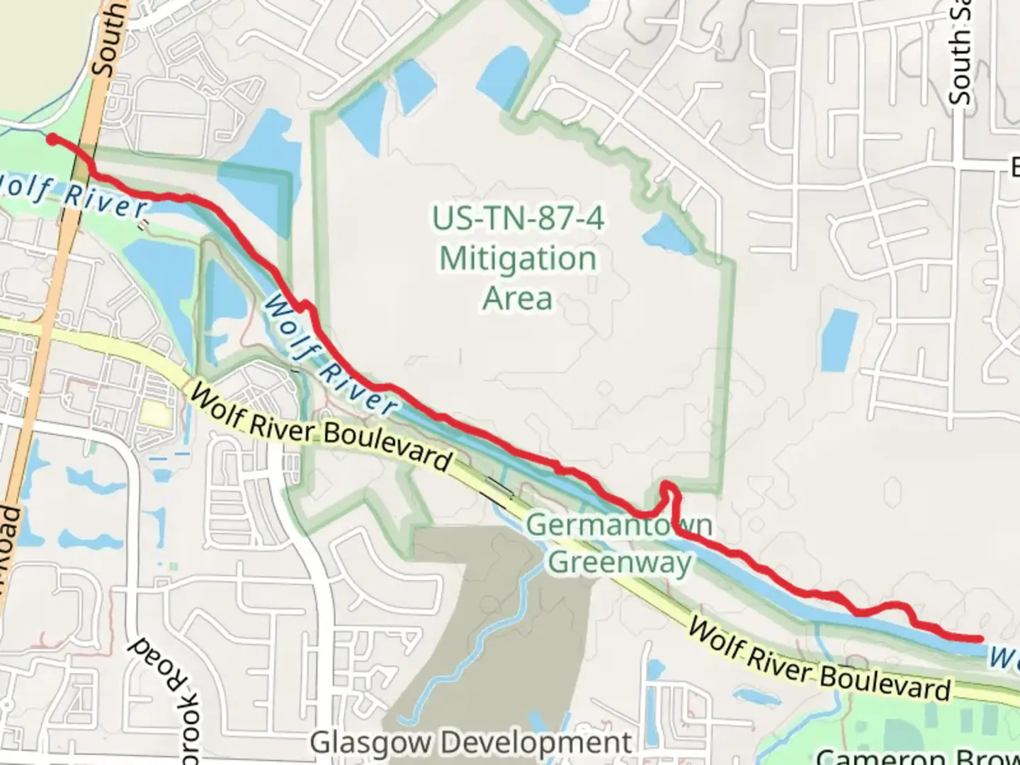 An image depicting the trail Wolf River via Gray's Creek Trail and its surrounding area.