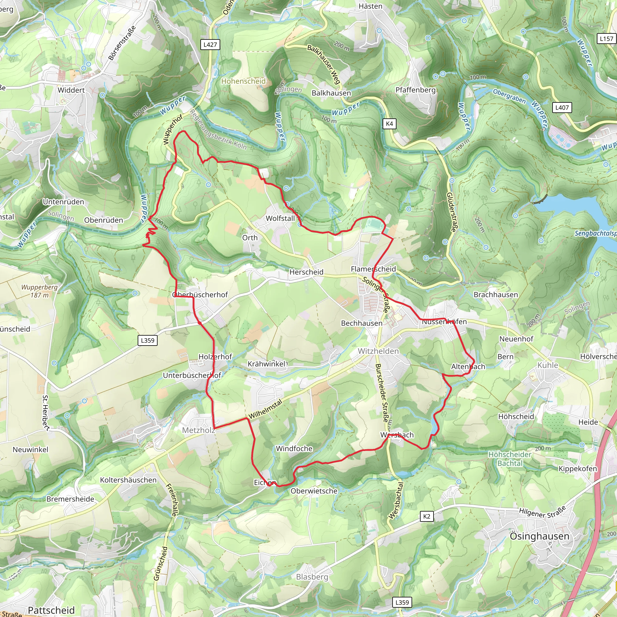Witzhelden and Naturfreundeweg Leichlingen Loop mobile static map