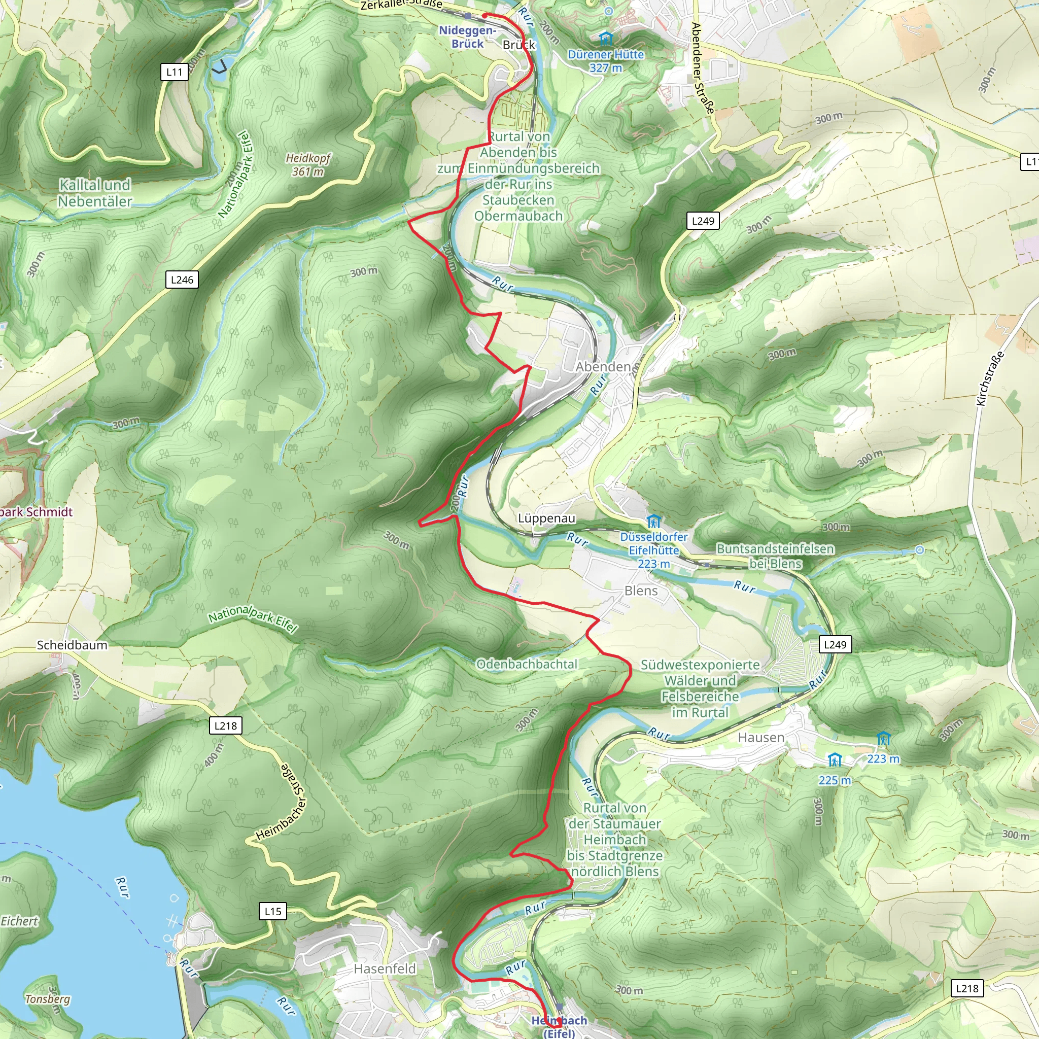 Heimbach to Nideggen Bruck Walk mobile static map