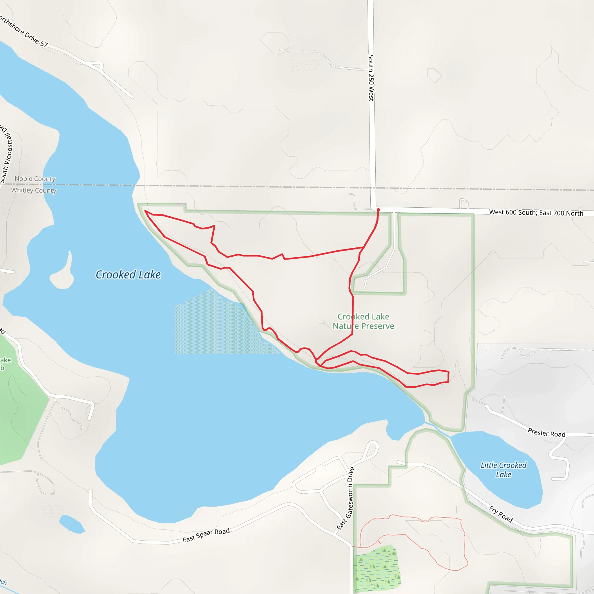 Crooked Lake Nature Preserve Loop Trail mobile static map