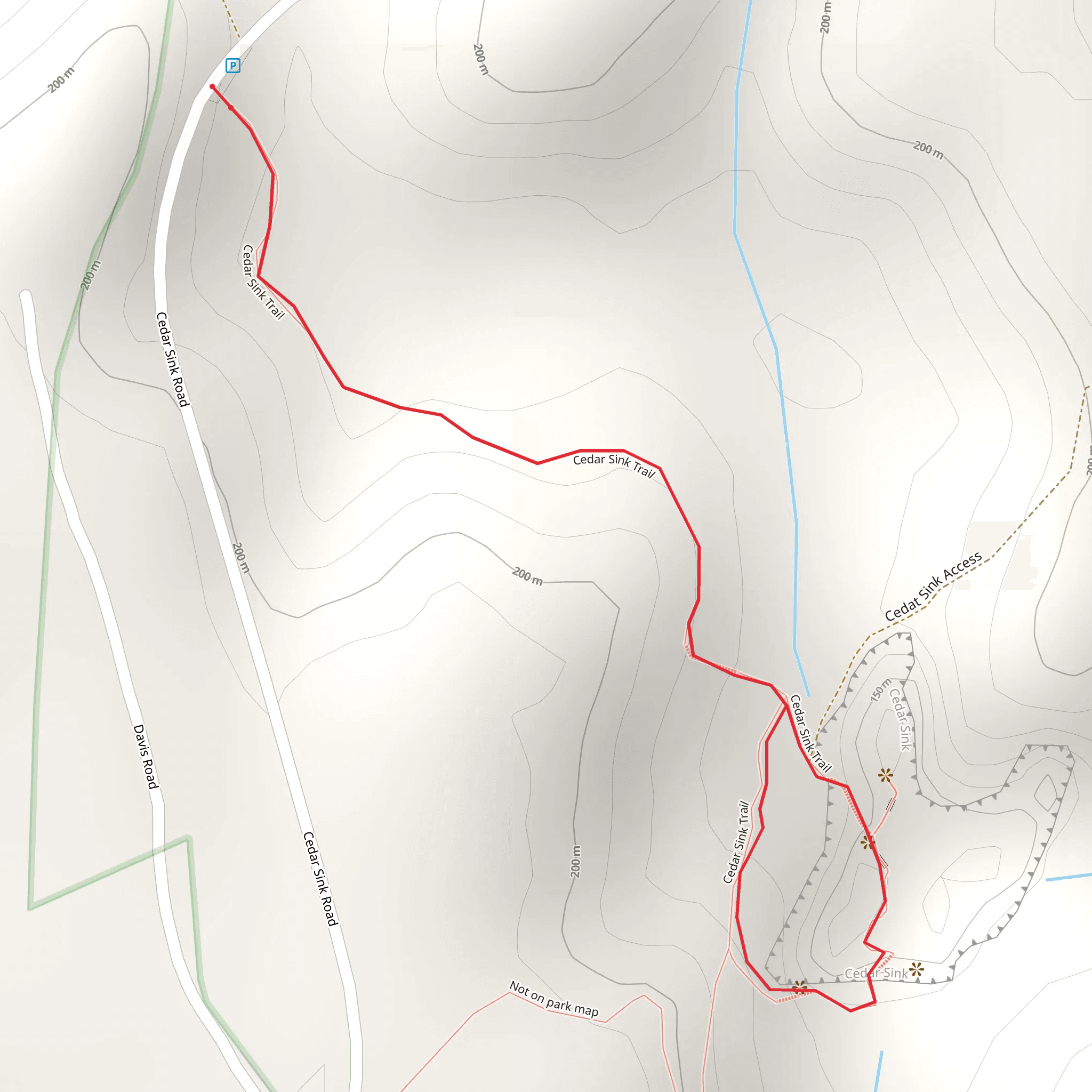 Cedar Sink Trail mobile static map
