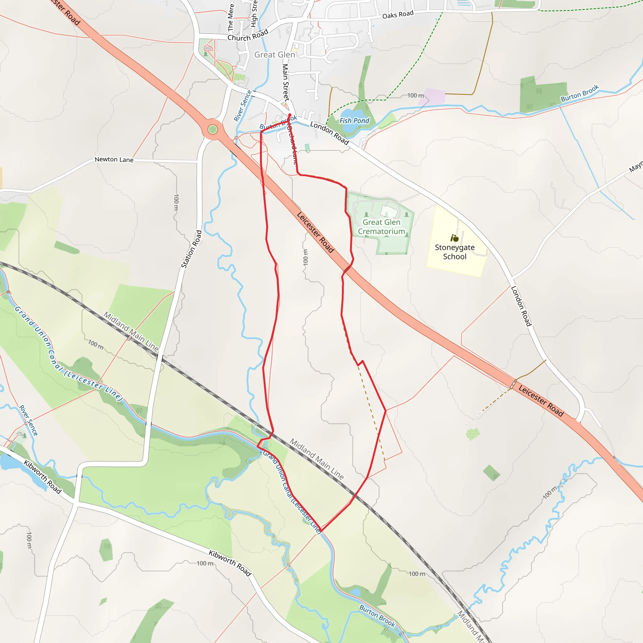 Grand Union Canal from Great Glen mobile static map