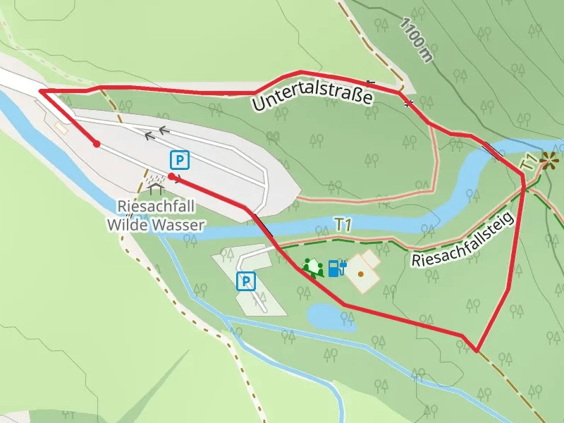 Small Riesach Waterfall Hike mobile static map