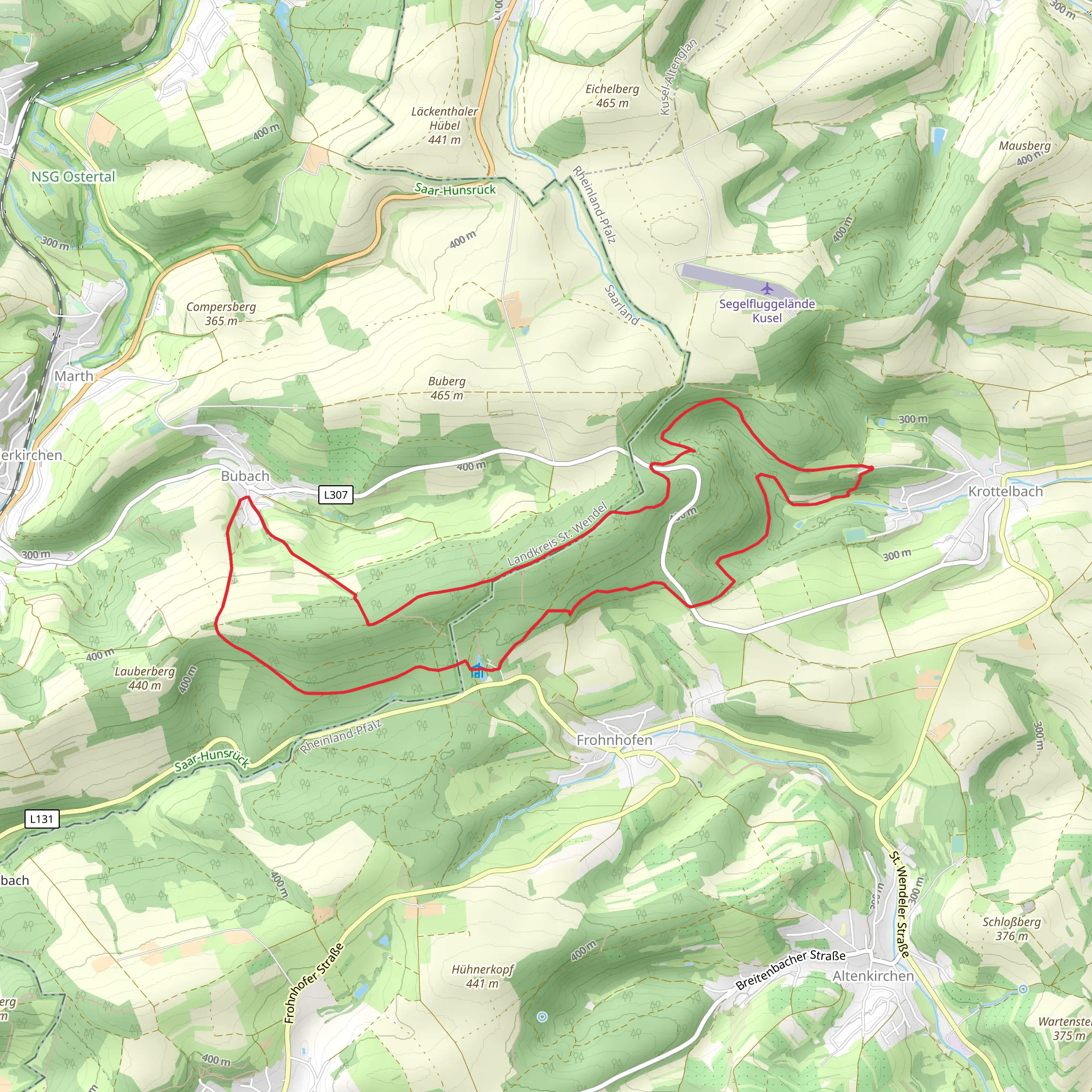 Hoher Fels, Heidenbosch and Kaiserbergwald Loop mobile static map