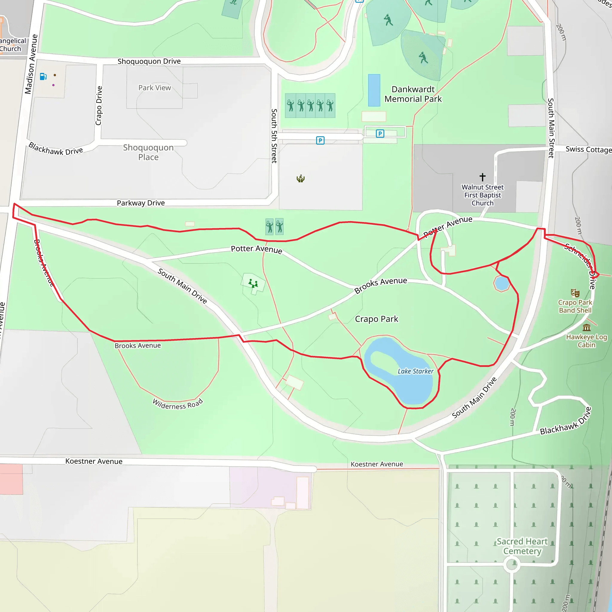 Crapo Park Loop mobile static map