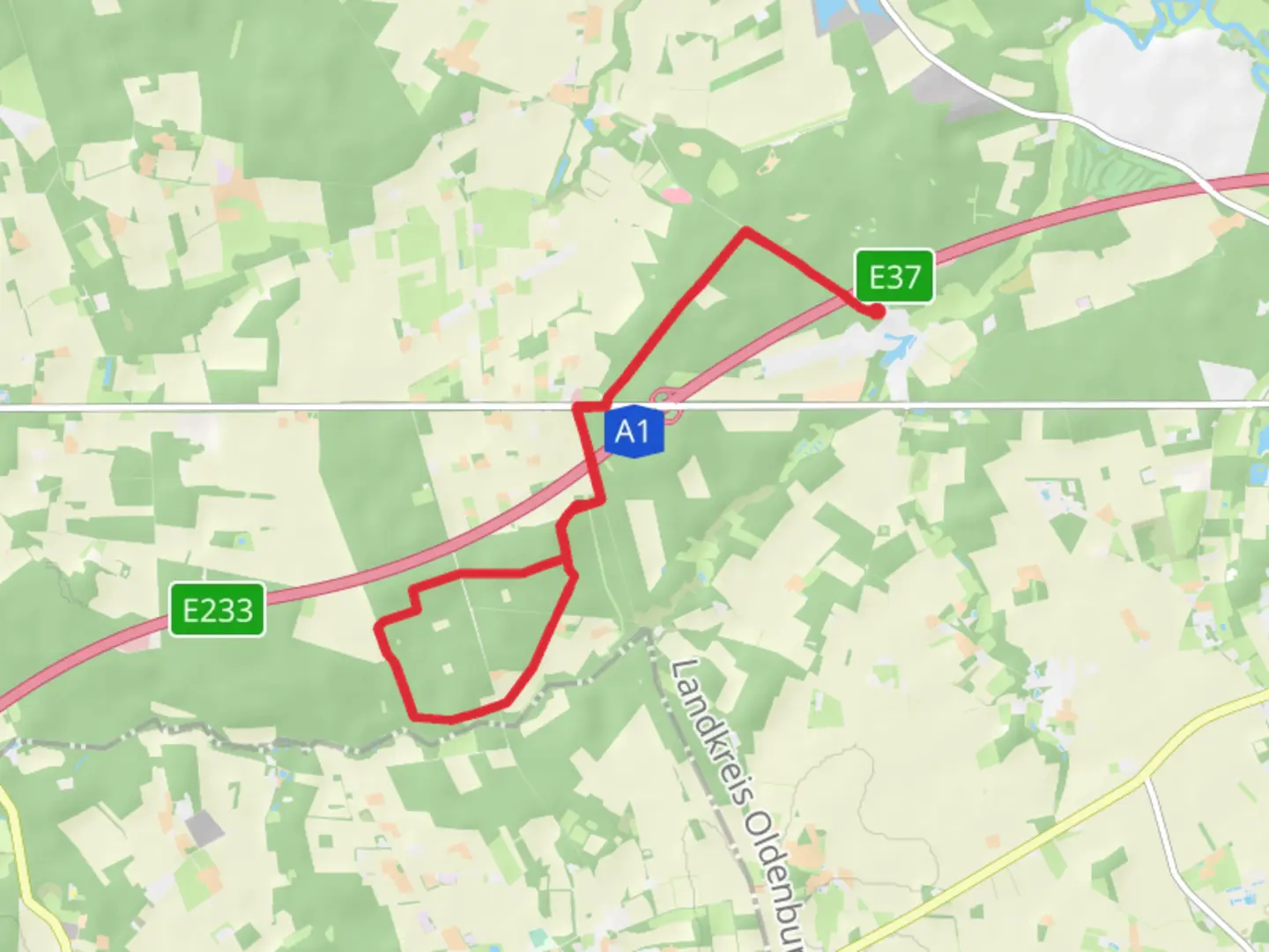 An image depicting the trail Pickerweg and Grossenkneten Loop and its surrounding area.