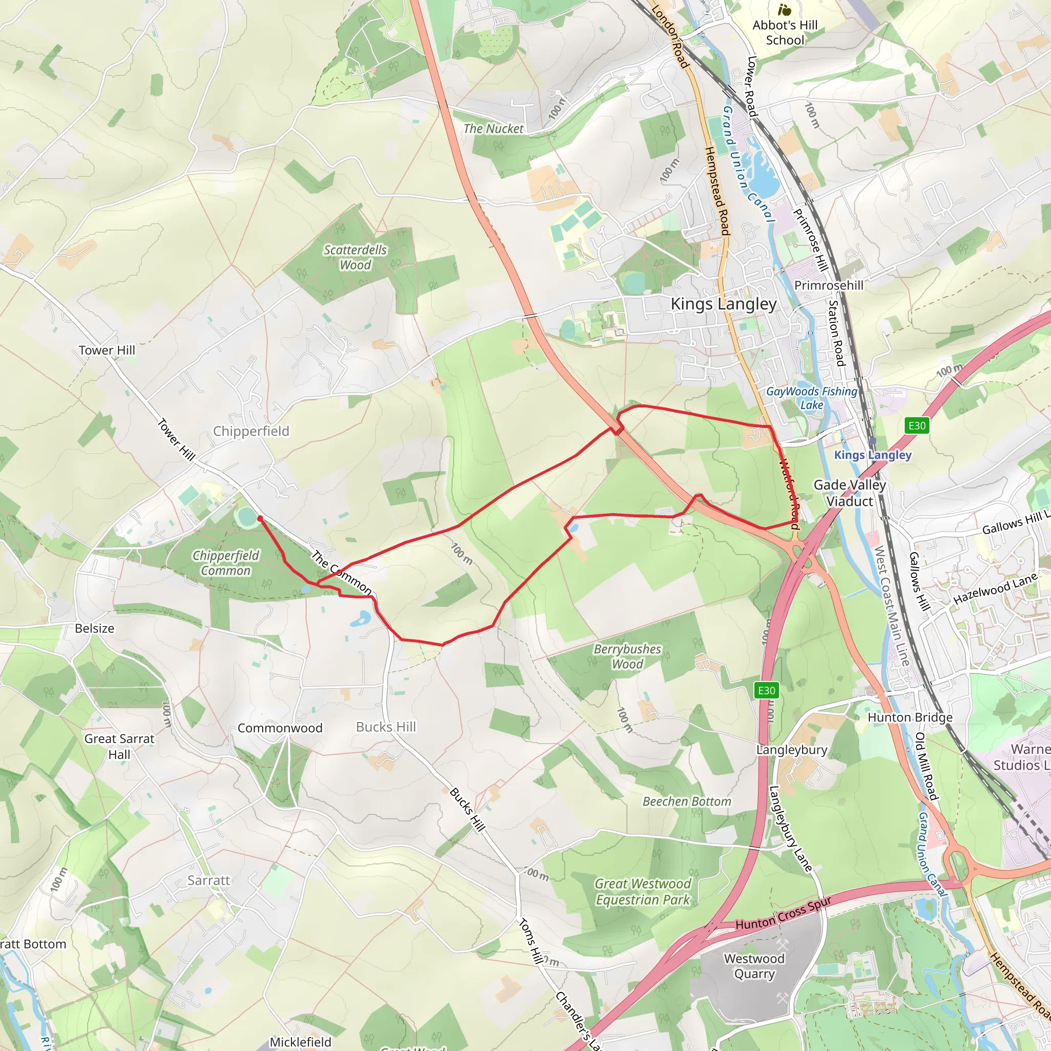 Chipperfield to Kings Langley Circular mobile static map