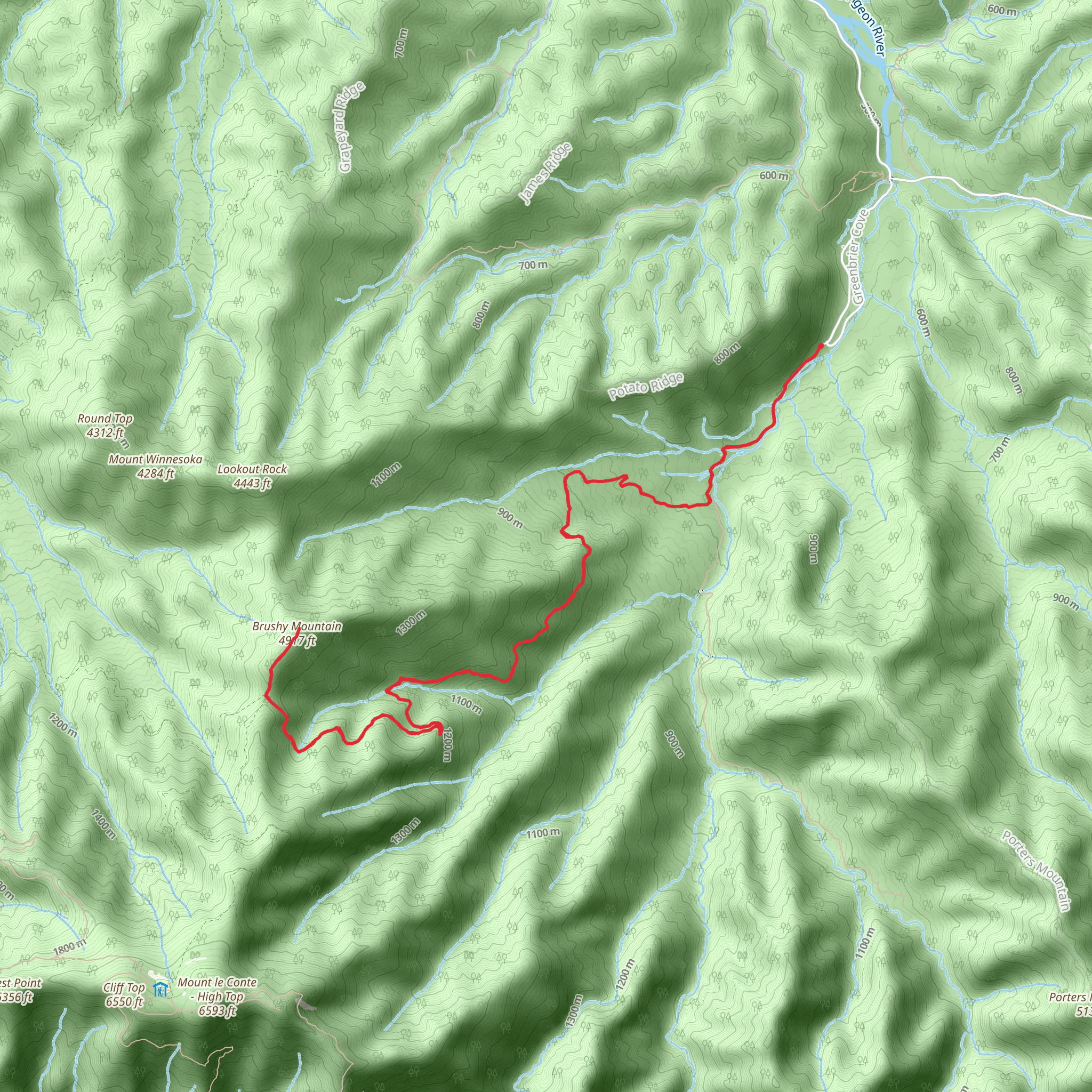 Brushy Mountain Trail mobile static map