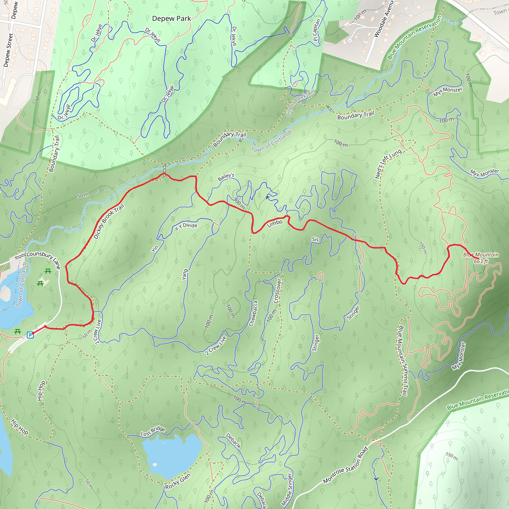 Blue Mountain via Dickey Brook Trail mobile static map