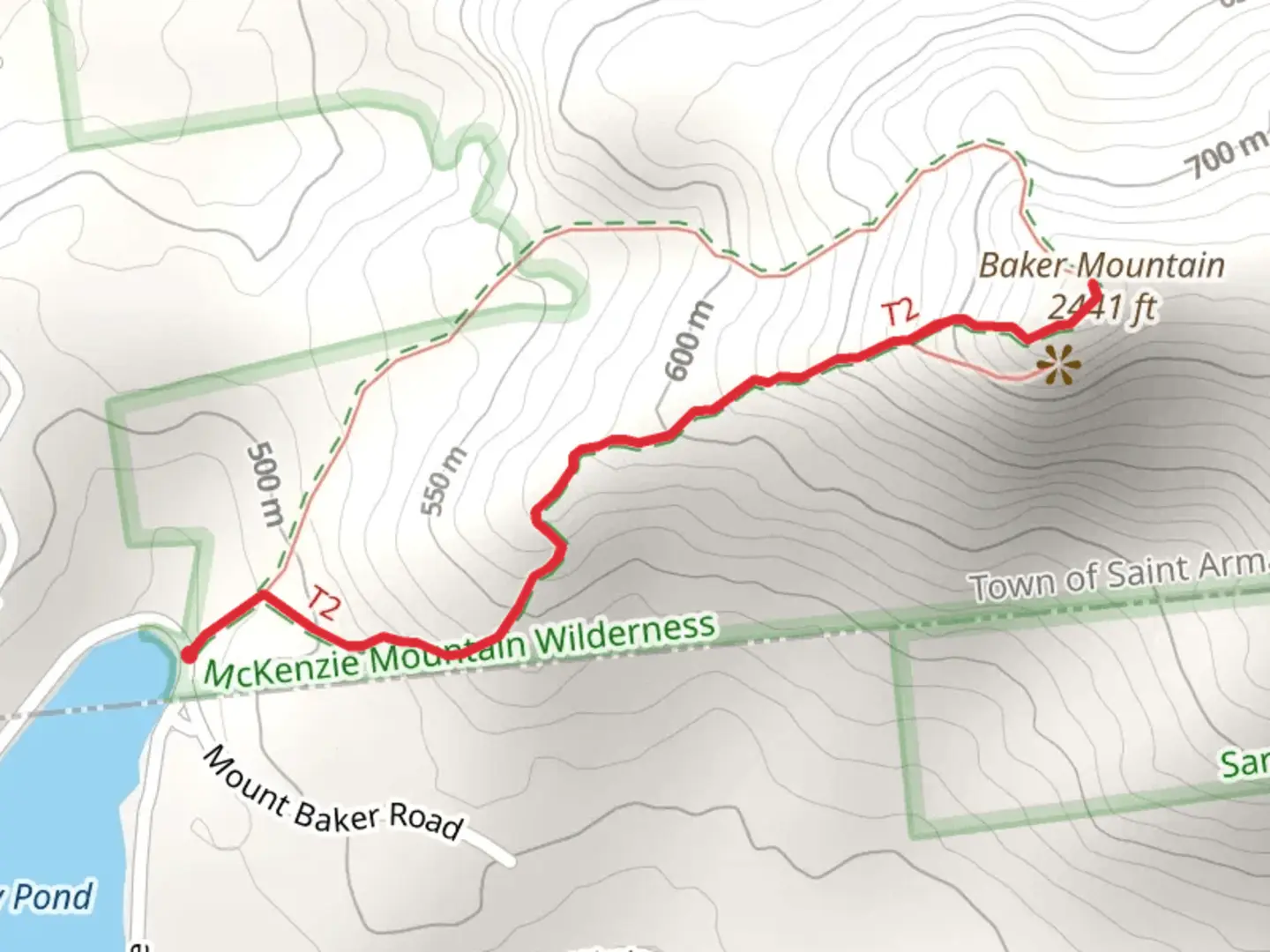 An image depicting the trail Baker Mountain Trail and its surrounding area.