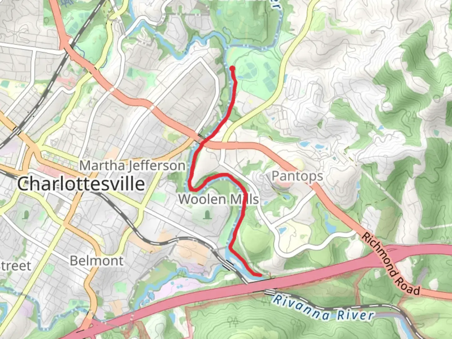 An image depicting the trail Old Mills Trail from Darden Towe Park and its surrounding area.