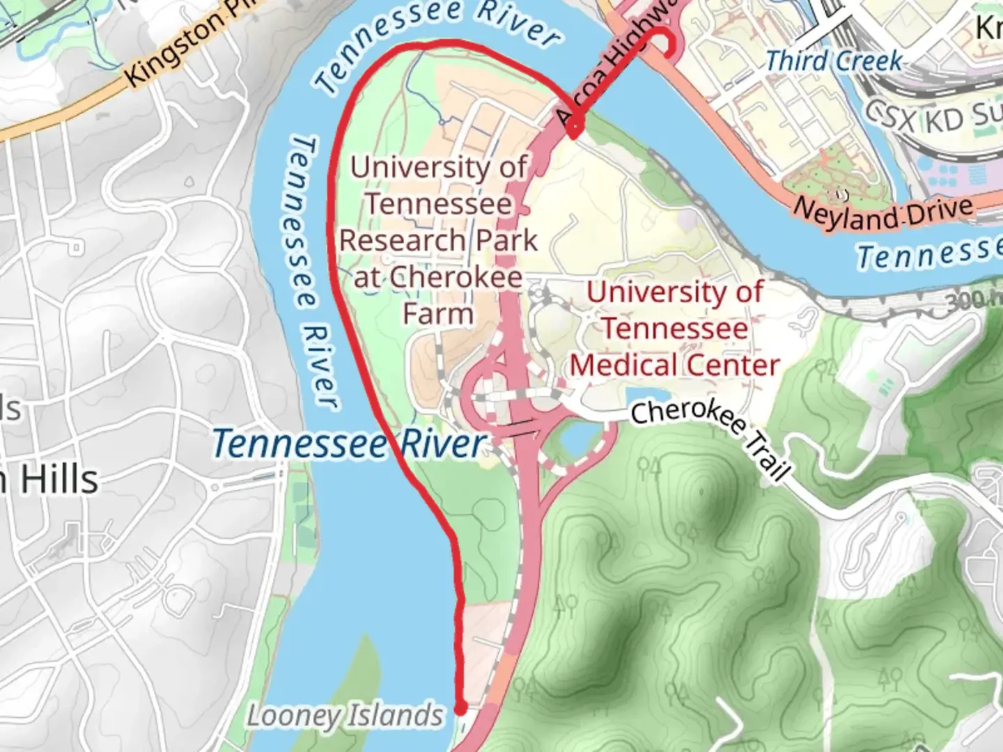 An image depicting the trail Knox Blount Greenway and its surrounding area.