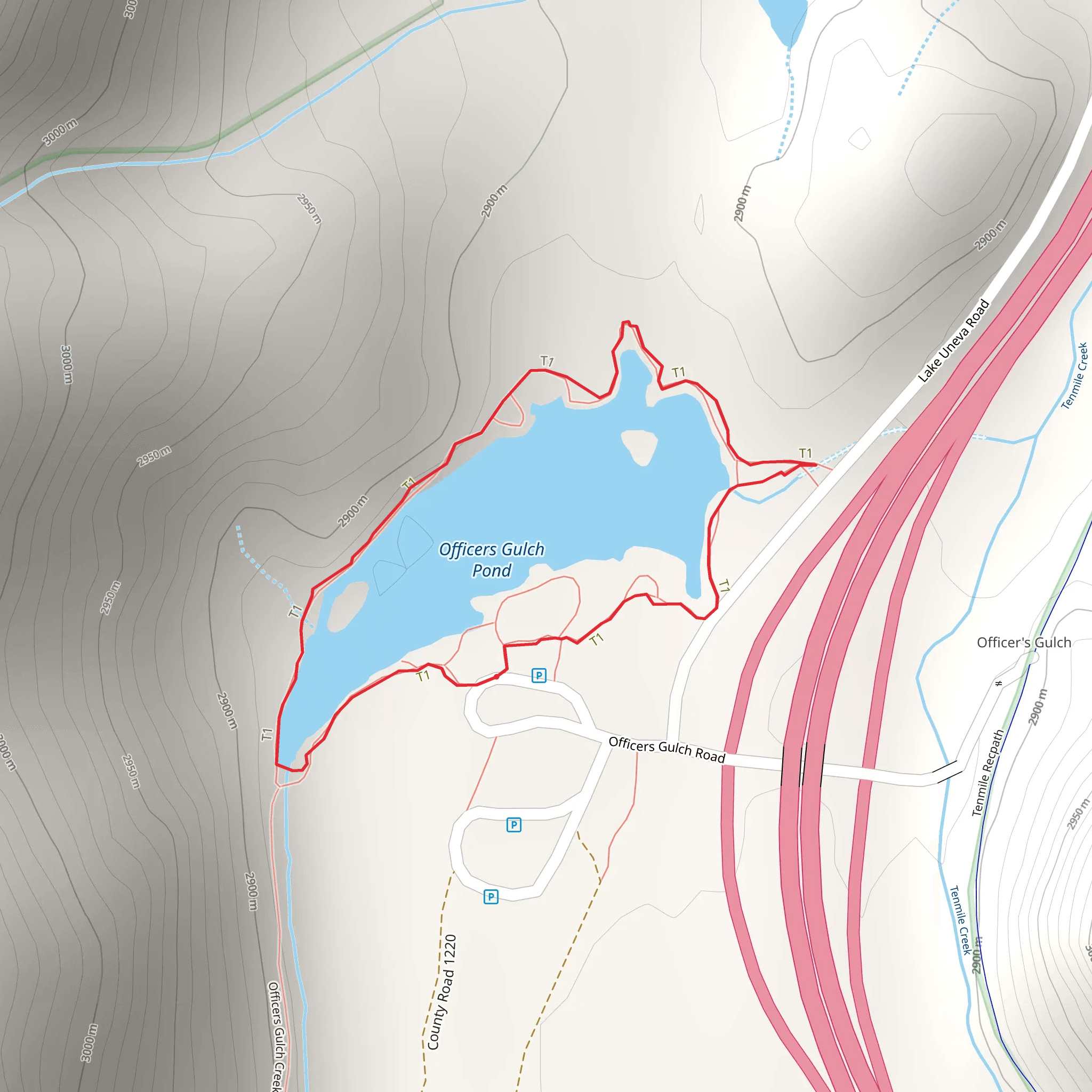 Officer's Gulch Pond Loop mobile static map