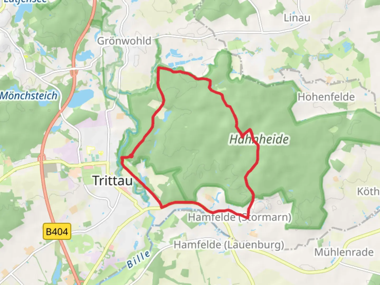An image depicting the trail Sängerberg and Hasenberg Loop and its surrounding area.