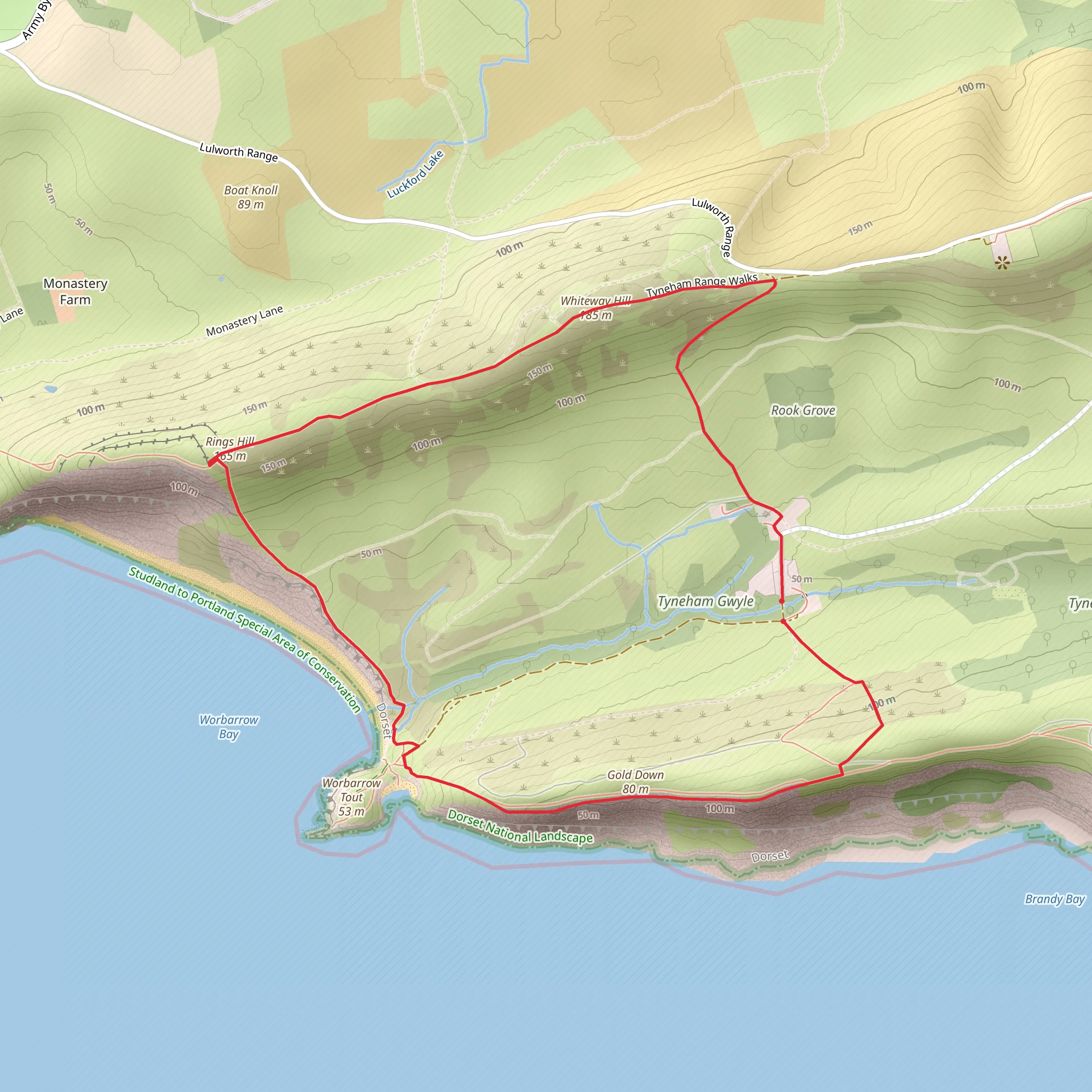 Gad Cliff and Povington Hill from Tyneham mobile static map