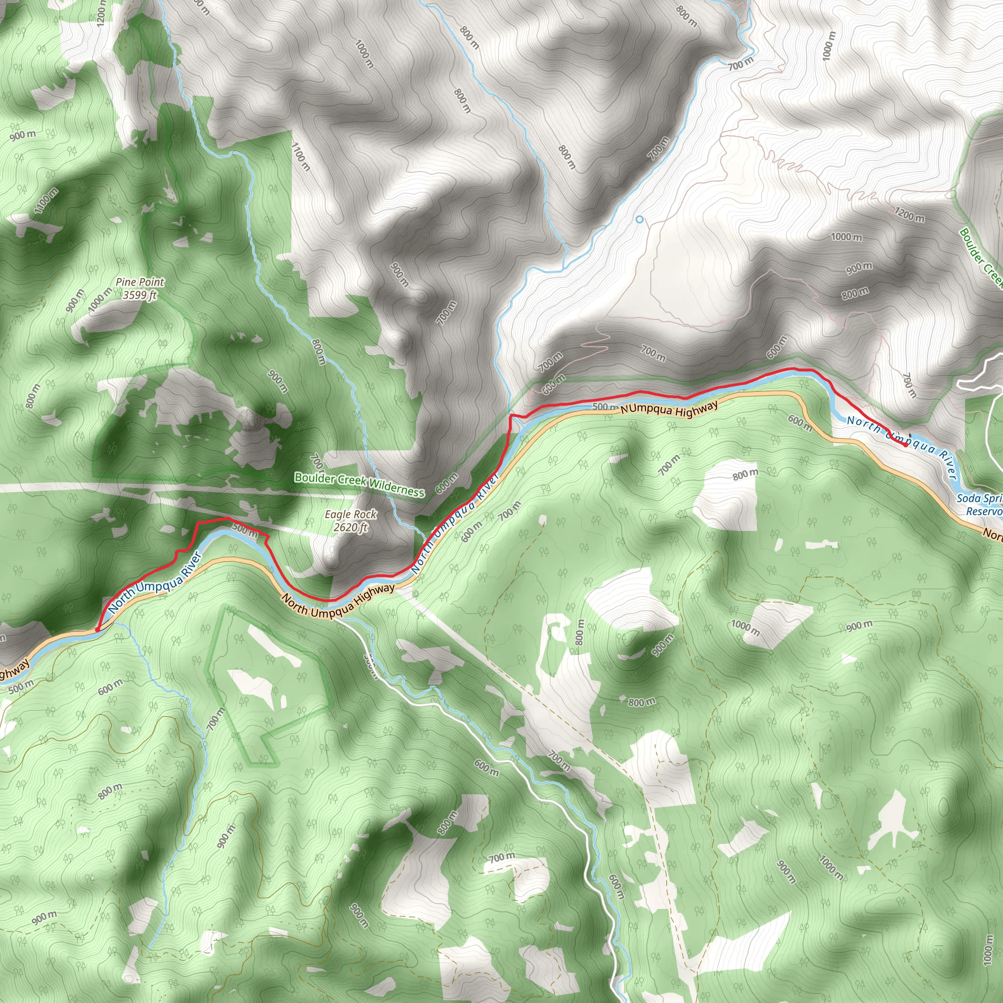 North Umpqua River via North Umpqua Trail - Jessie Wright mobile static map
