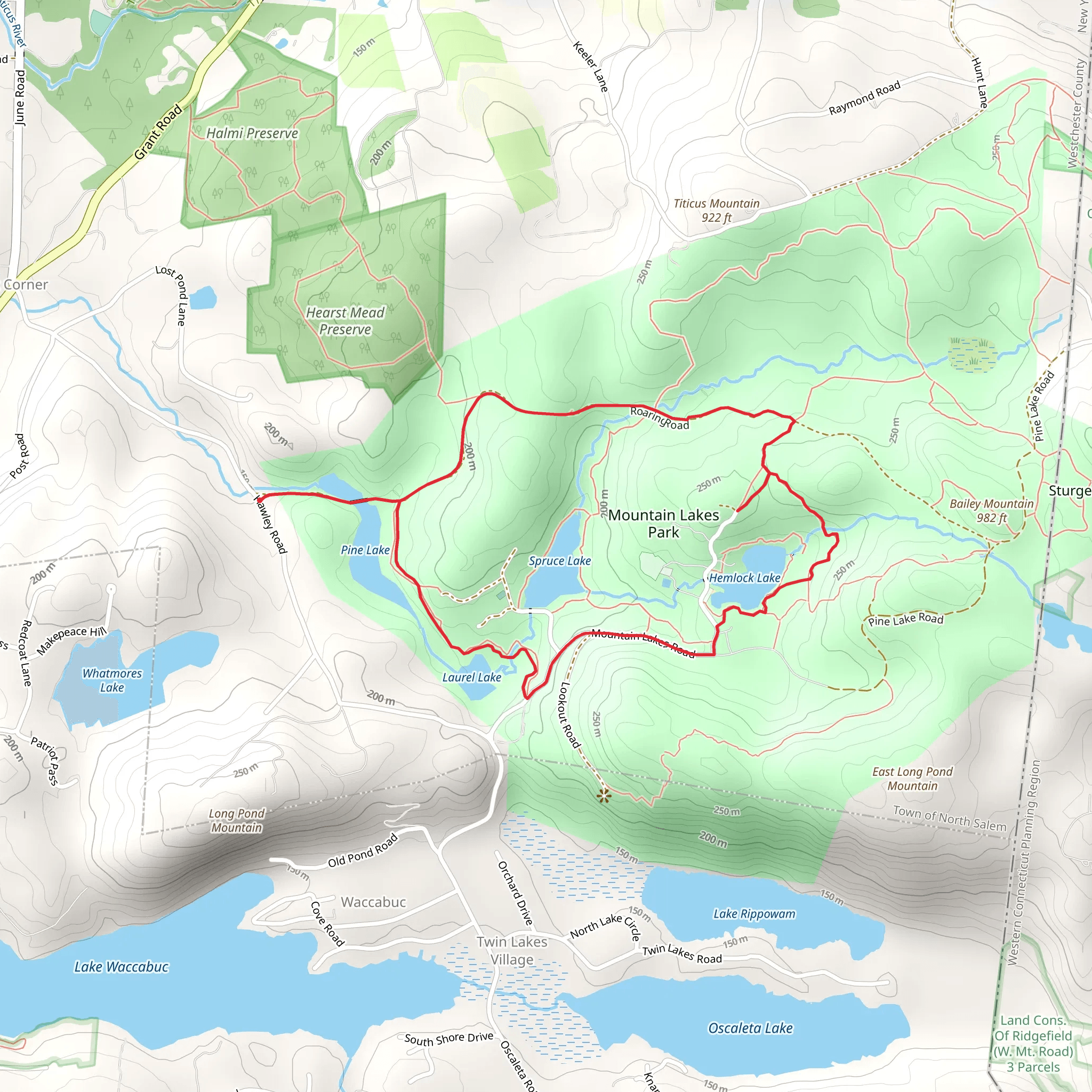 Mountain Lakes Park Trail Loop via Connector Trail mobile static map