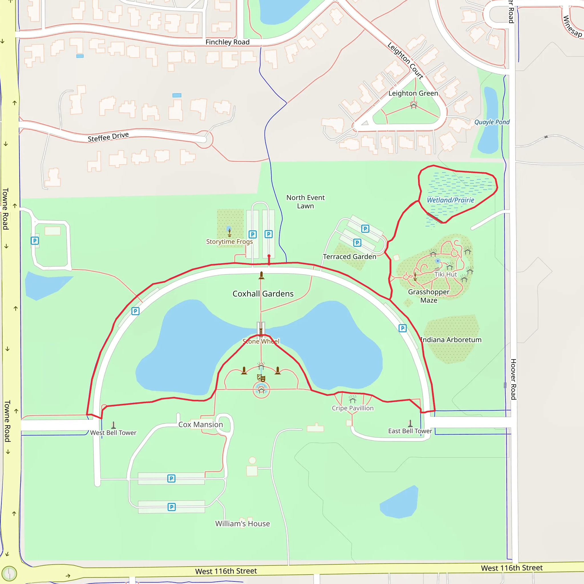 Coxhall Gardens and Quilt Garden Loop mobile static map