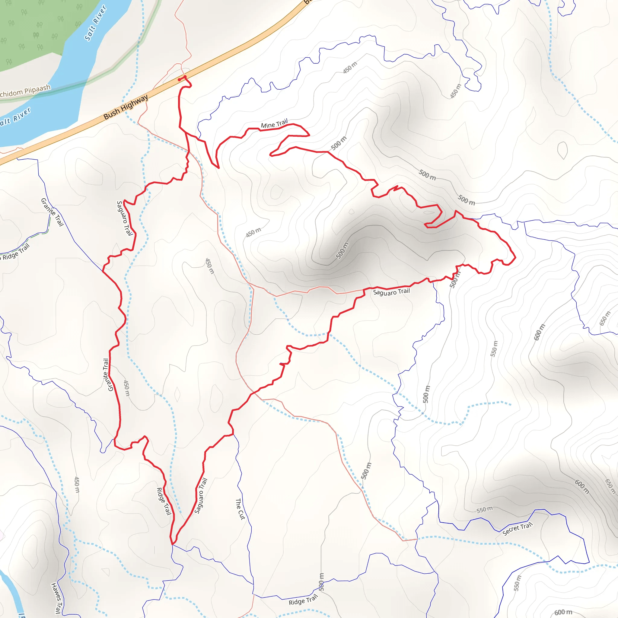Granite Trail, Saguaro Trail and Ridge Trail mobile static map