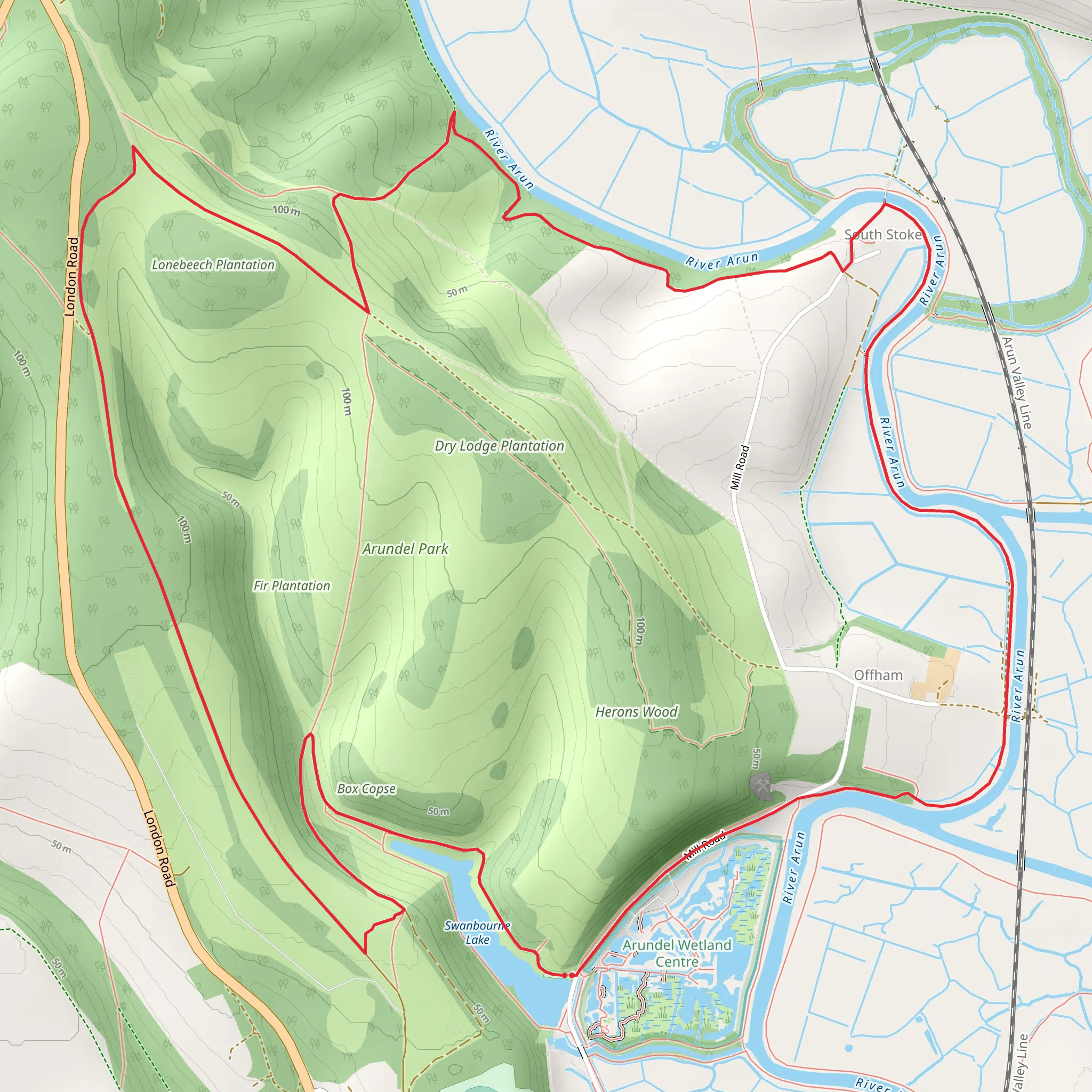 Swanbourne Lake and South Stoke mobile static map