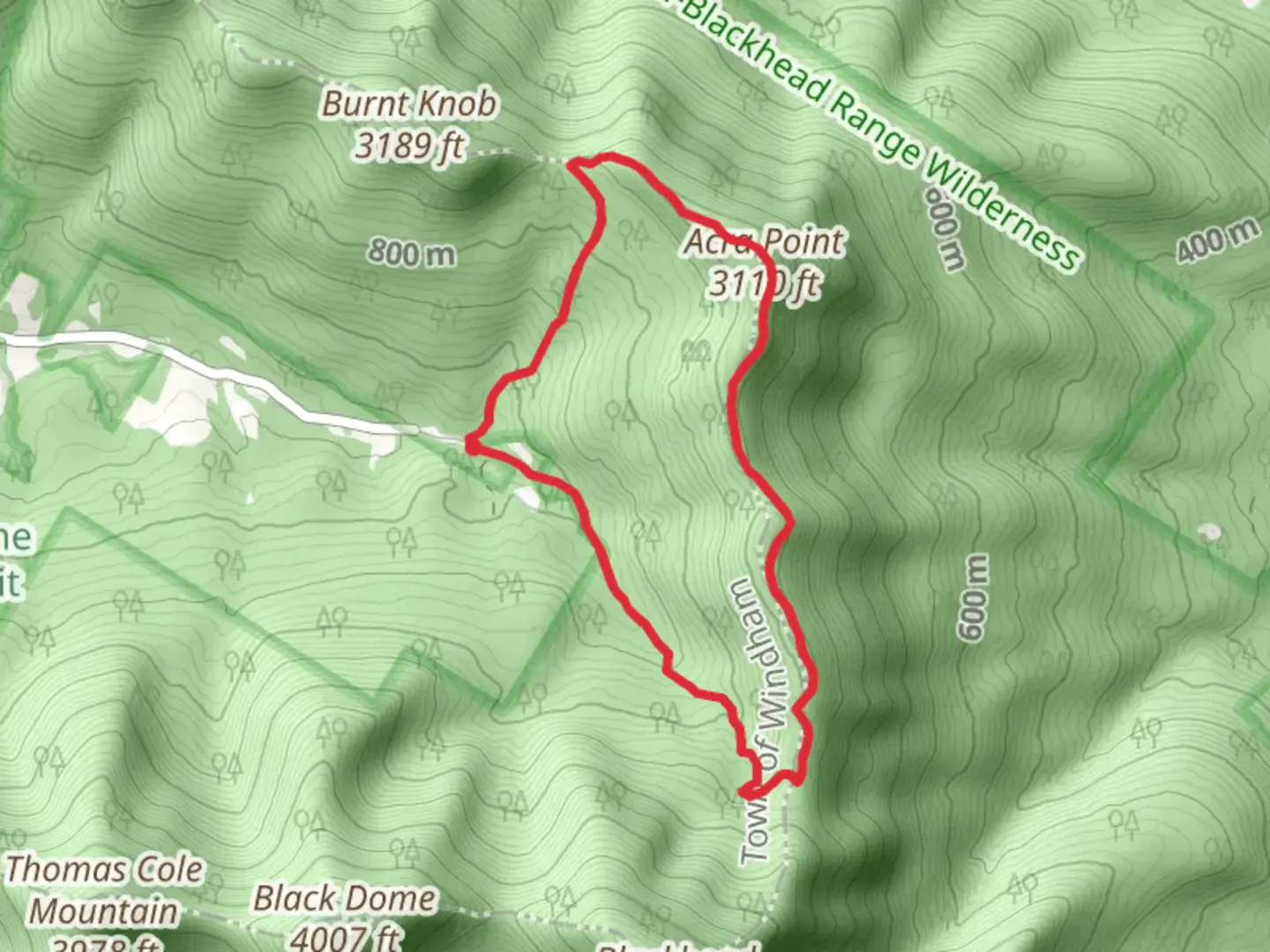 An image depicting the trail Acra Point Loop via Escarpment Trail and its surrounding area.