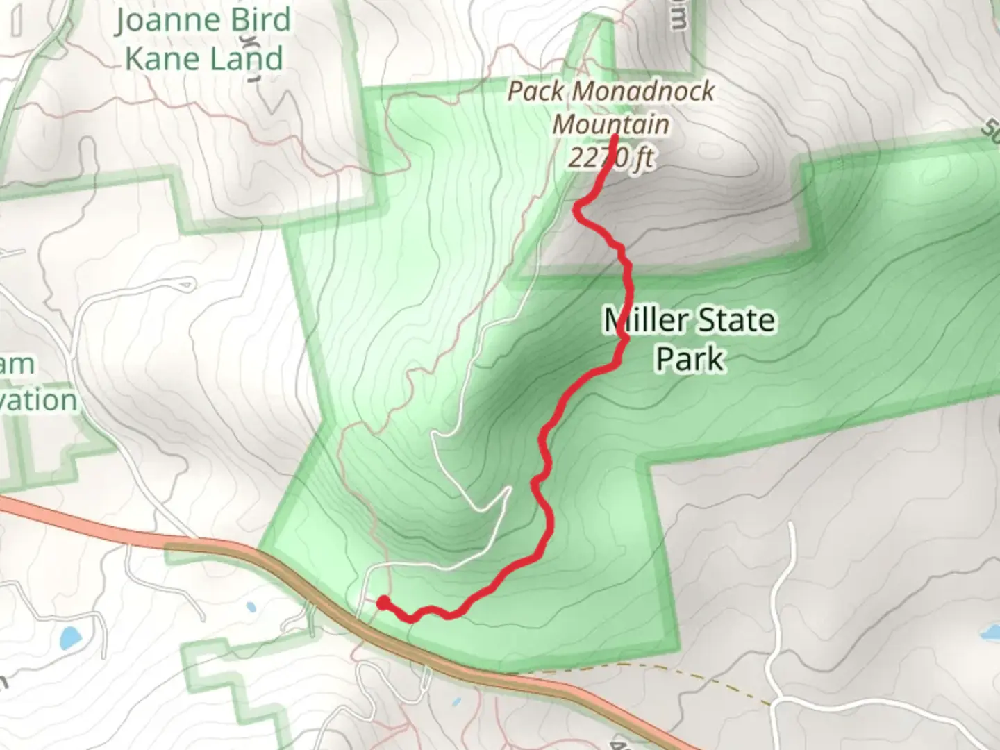 An image depicting the trail Pack Monadnock Mountain and its surrounding area.