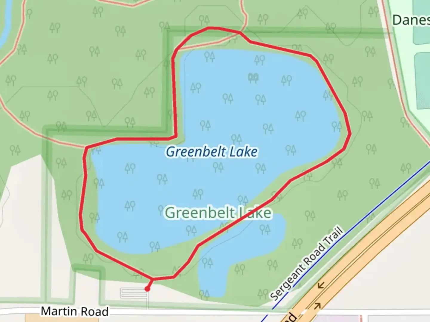 An image depicting the trail Greenbelt Lake Loop and its surrounding area.