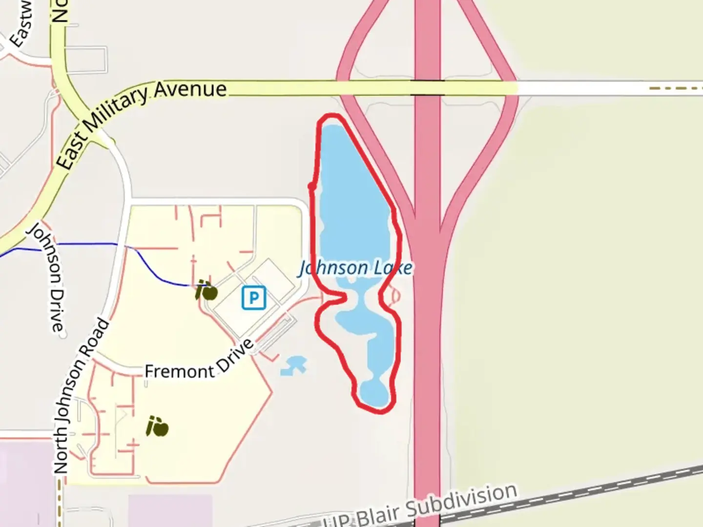 An image depicting the trail Johnson Lake Loop and its surrounding area.