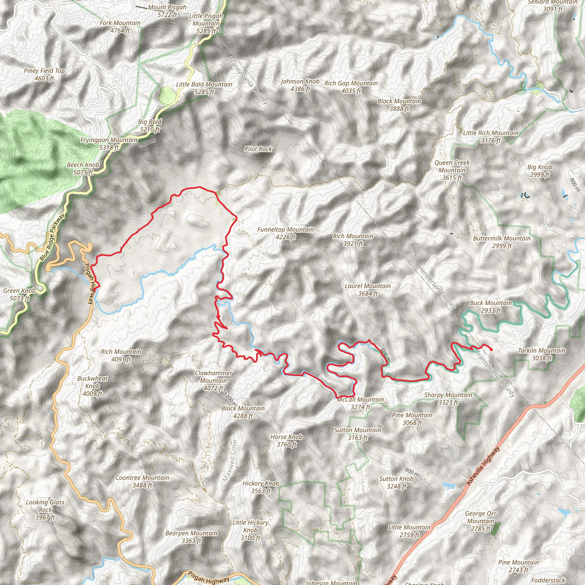 Yellow Gap Road to South Mills River Road mobile static map