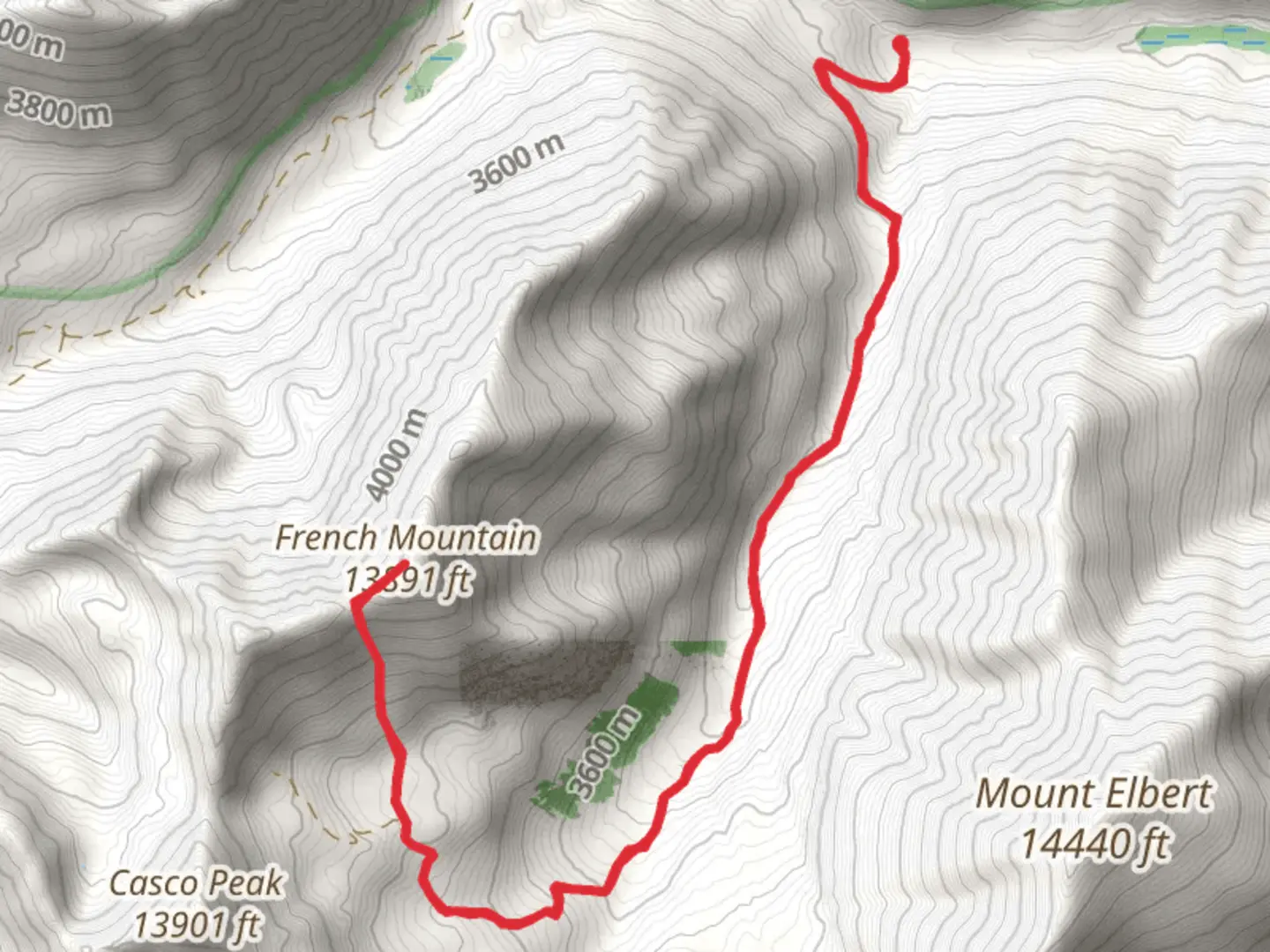 An image depicting the trail French Mountain via South Halfmoon and its surrounding area.