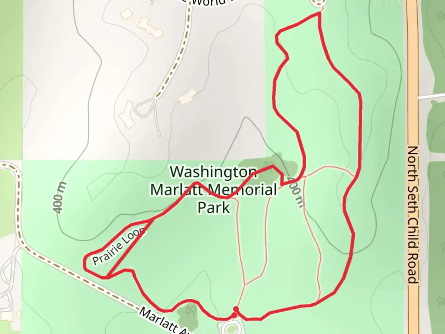 An image depicting the trail Washington Marlatt Park Walking Loop Trail and its surrounding area.