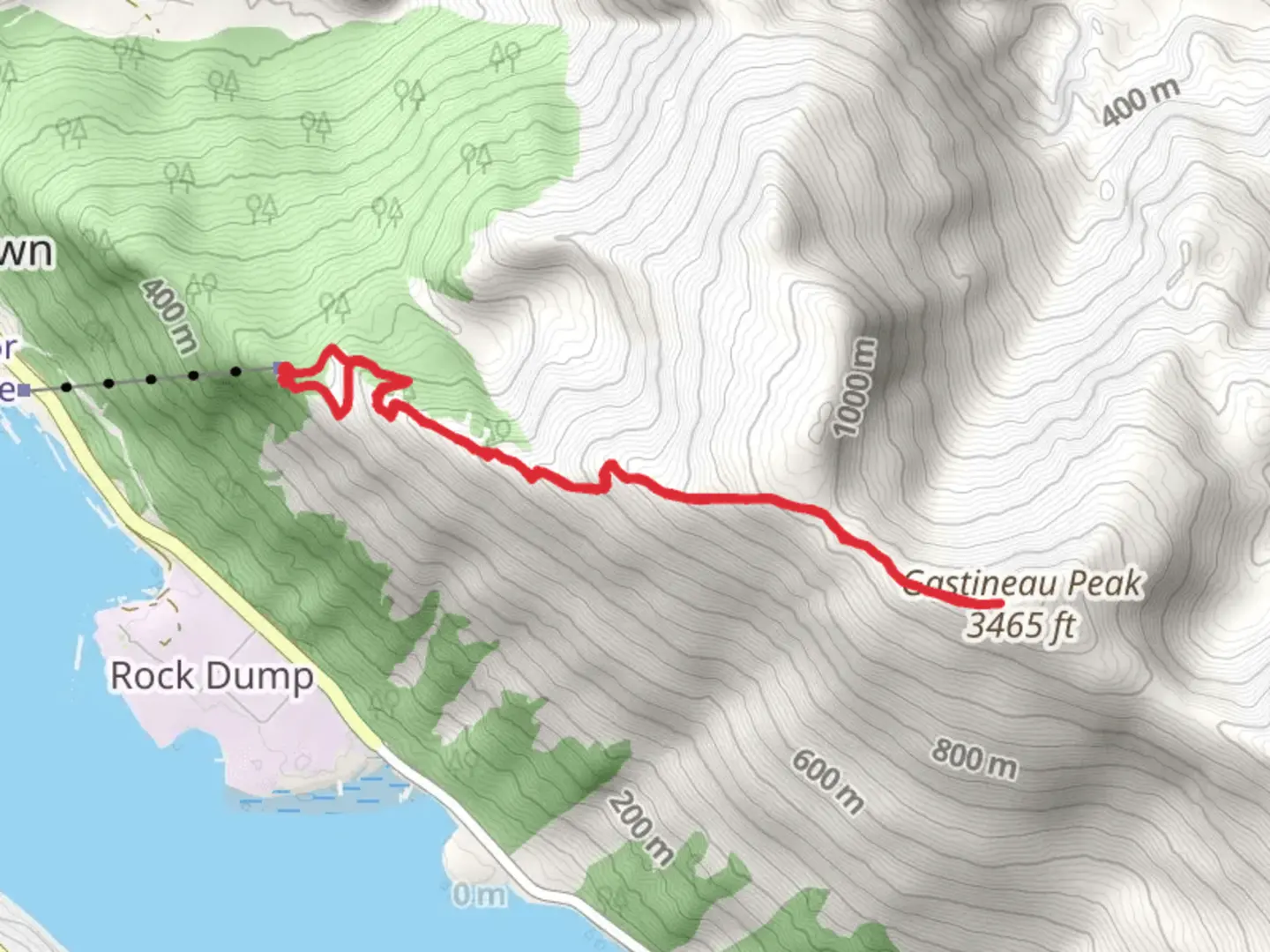 An image depicting the trail Gastineau Peak Out and Back and its surrounding area.