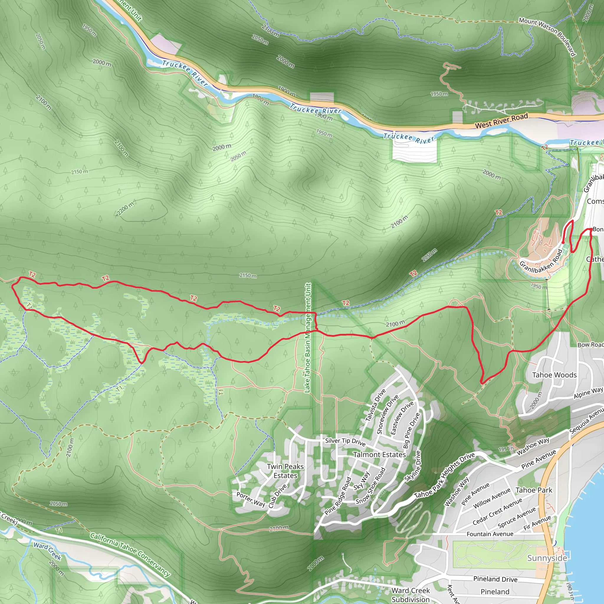Tahoe Rim Trail and Page Meadows Loop mobile static map