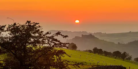 An image depicting the trail Carreg Cennen Woods and its surrounding area.