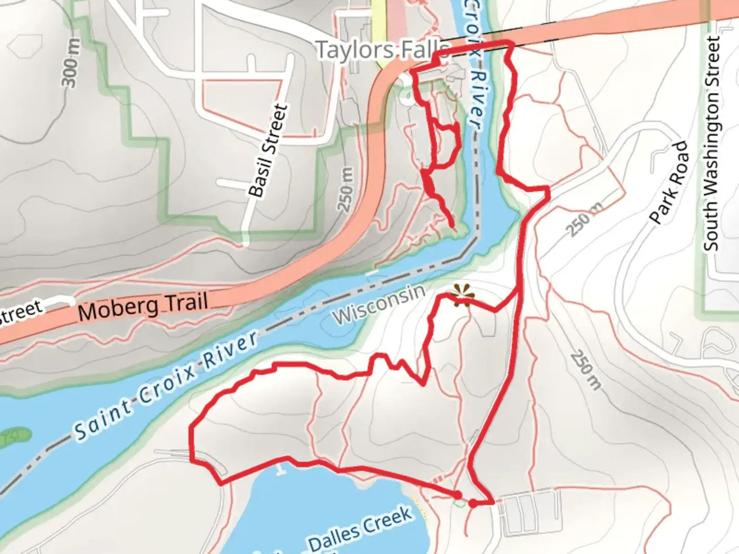 An image depicting the trail River Bluff Trail and Pothole Loop Trail and its surrounding area.